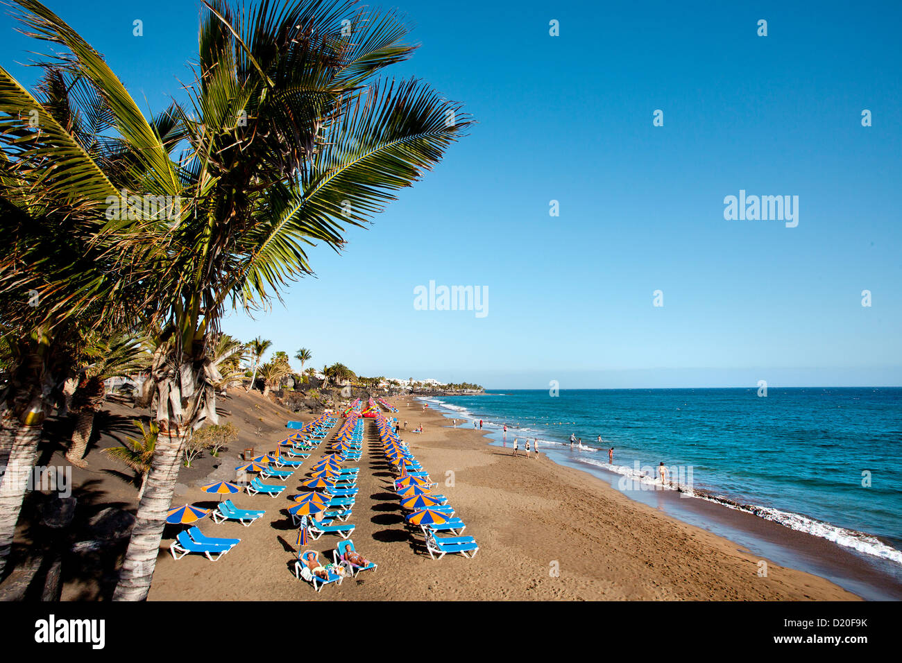 Strand Playa Blanca, Puerto del Carmen, Lanzarote, Kanarische Inseln, Spanien, Europa Stockfoto