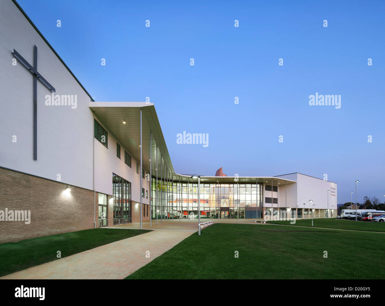 Alle Heiligen Akademie, Chelteham, Vereinigtes Königreich. Architekt: Nicholas Hare Architekten LLP, 2012. Stockfoto