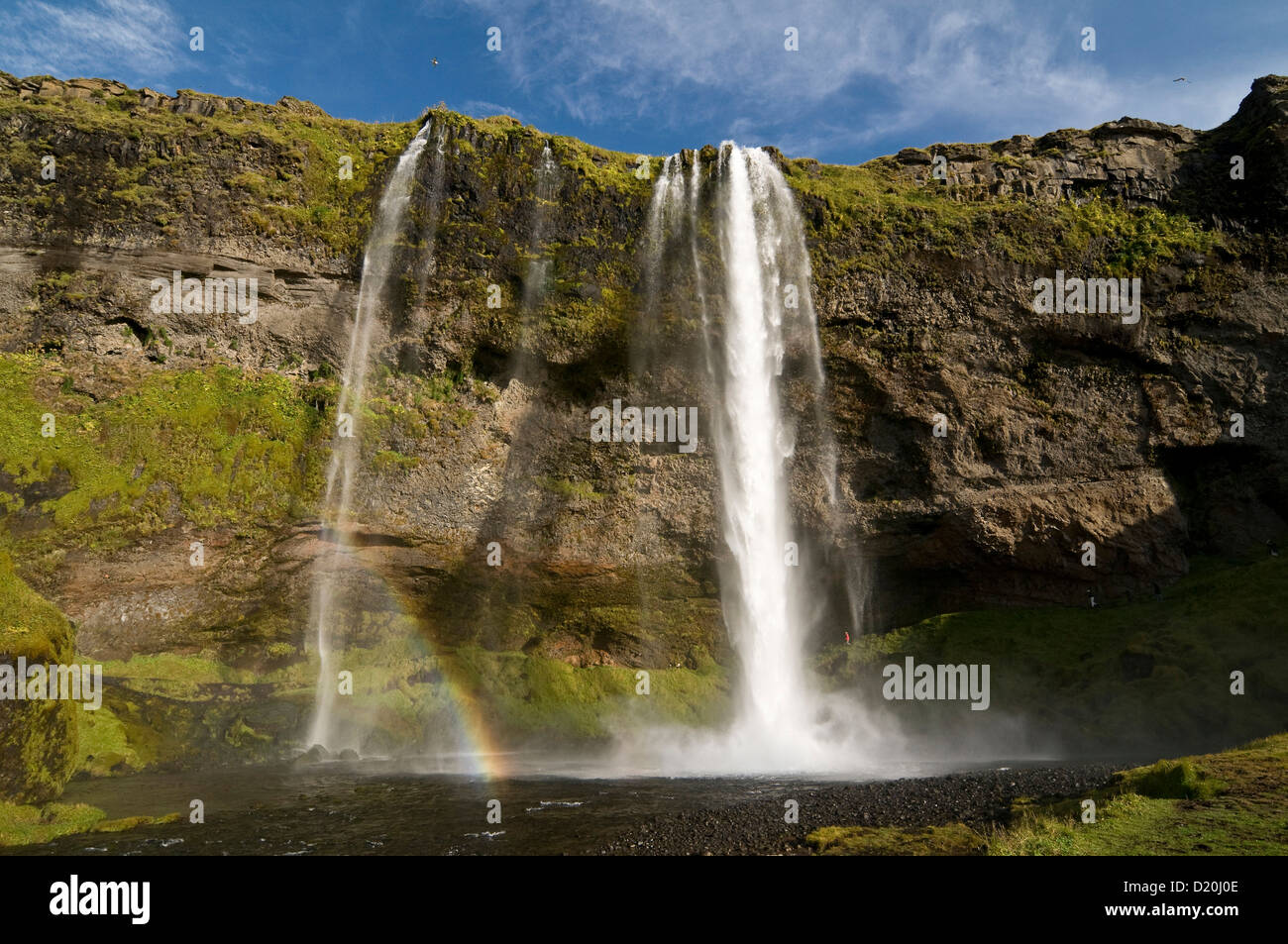 Wasserfall Seljalandsfoss, Island, Skandinavien, Europa Stockfoto