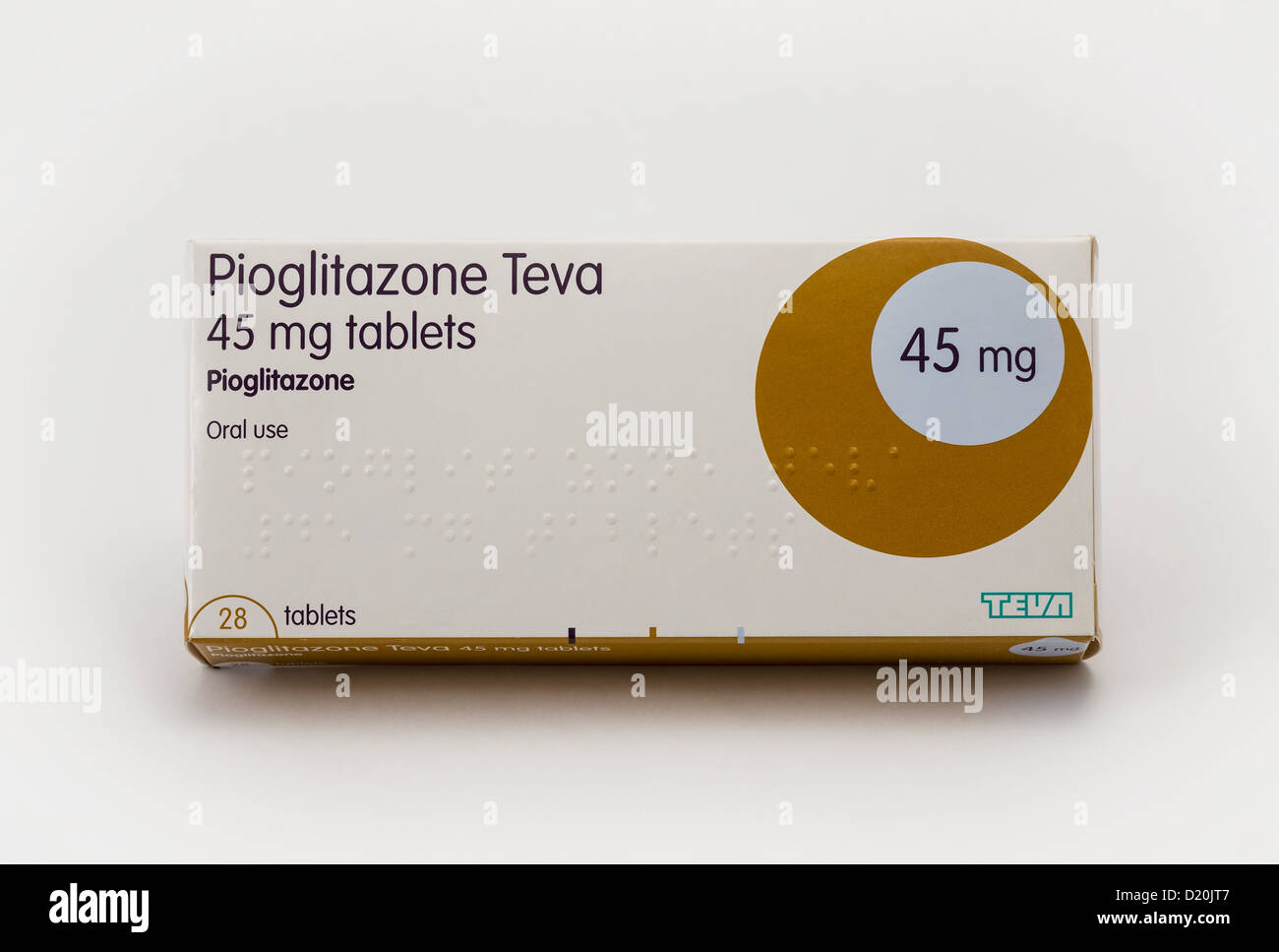 Pioglitazone Teva, ein Medikament in der Behandlung des Typ 2 Diabetes. Stockfoto