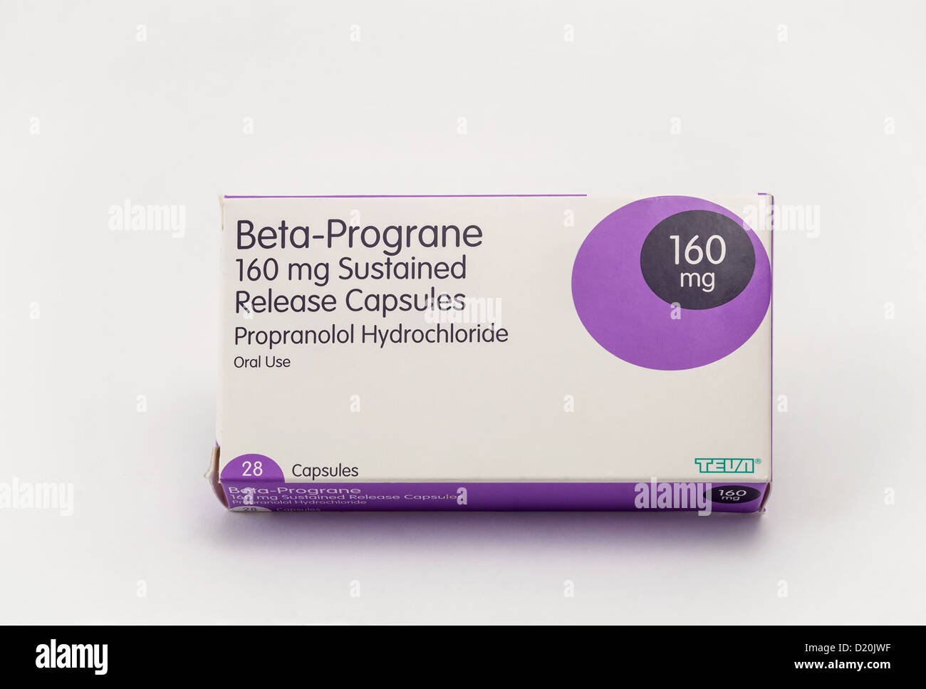 Beta-Prograne (Propranolol) aufrecht erhalten-Release-Kapseln zur Behandlung von Bluthochdruck, Angina pectoris etc. Stockfoto