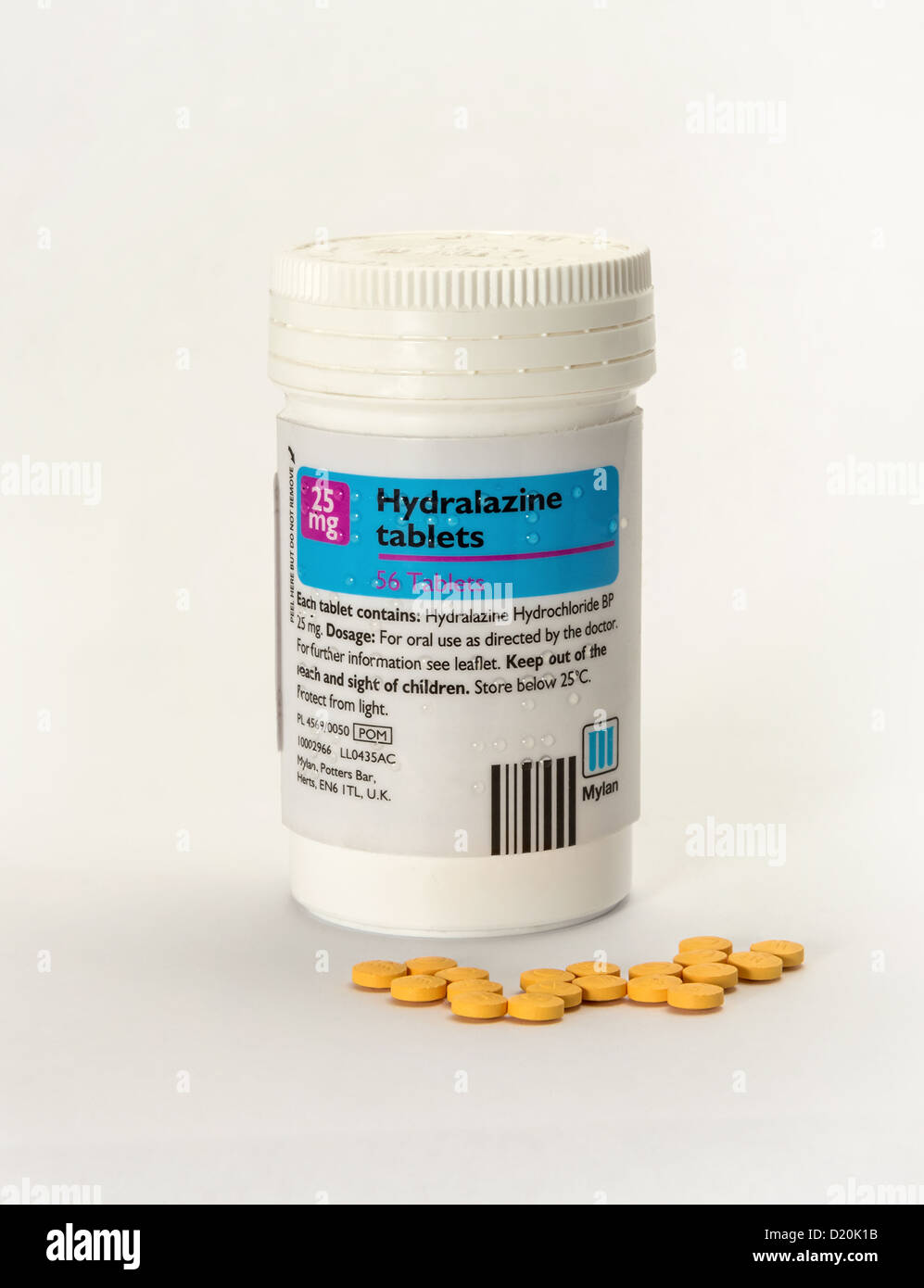 Hydralazin (Apresoline) ist ein Muskelrelaxans eingesetzt zur Behandlung von Bluthochdruck Stockfoto