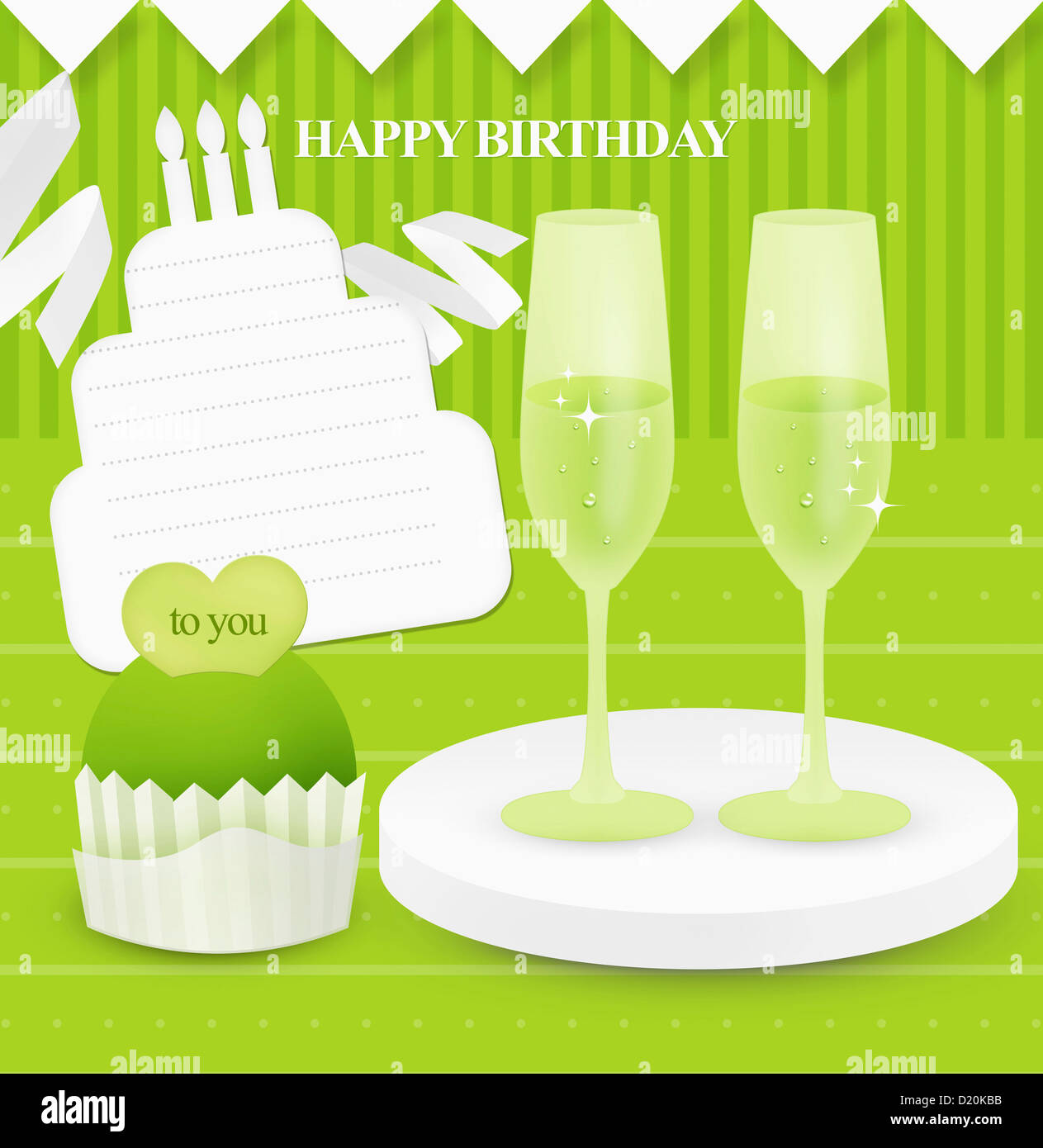 Sekt und alles Gute zum Geburtstagskarte Stockfotografie Alamy