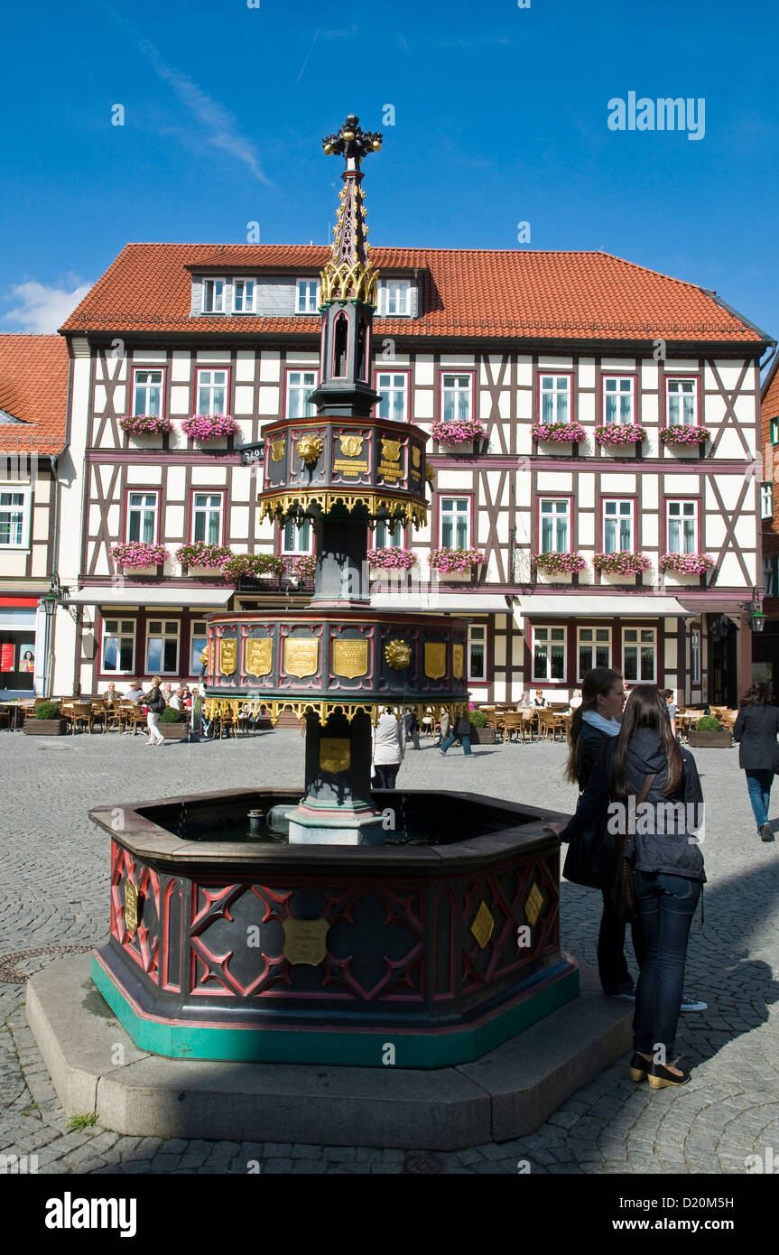 Brunnen, Hotel Weisser Hirsch, Weißer Hirsch, Wernigerode, Harz, Sachsen-Anhalt, Deutschland Stockfoto