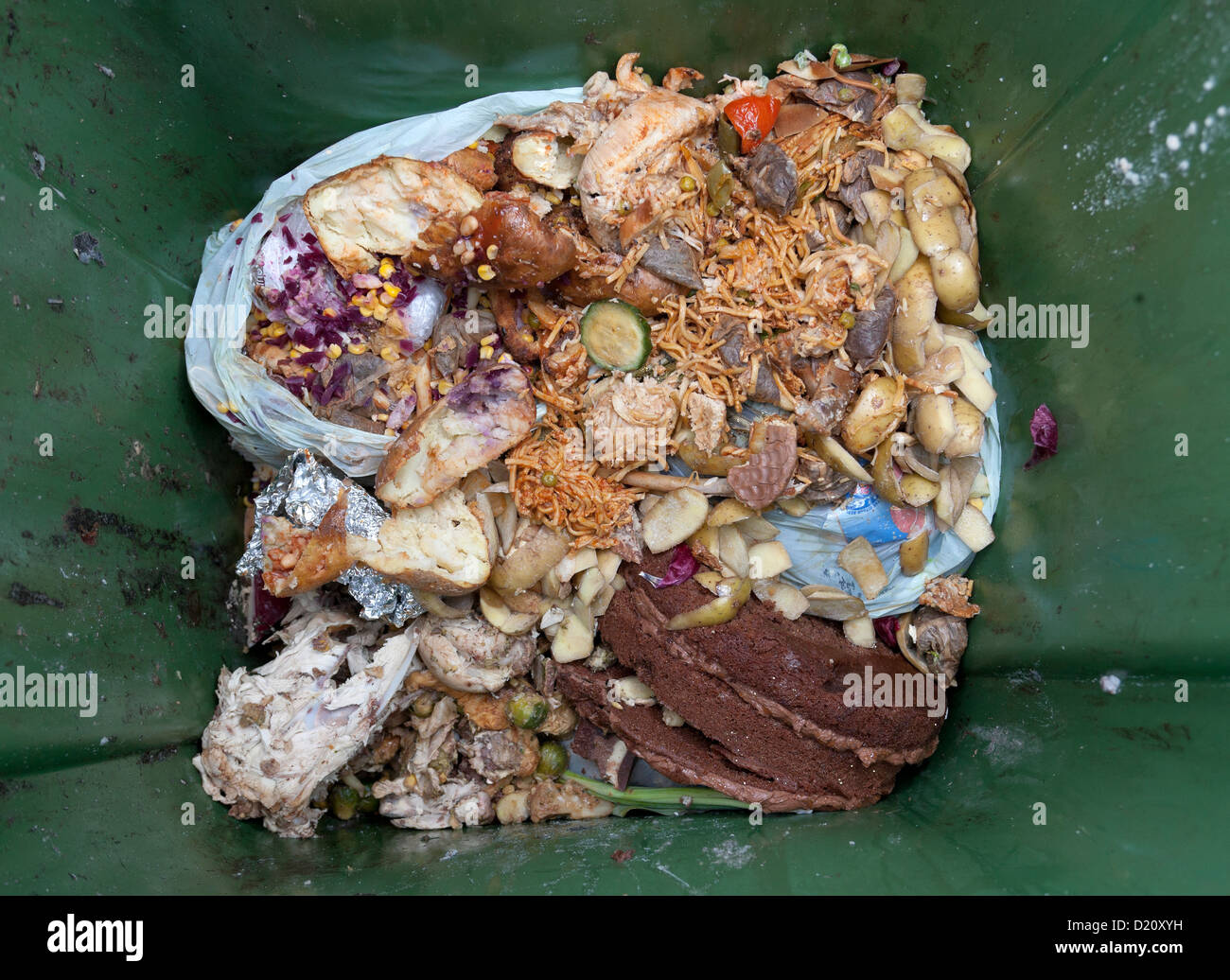 Lebensmittelabfälle für das Recycling Stockfoto