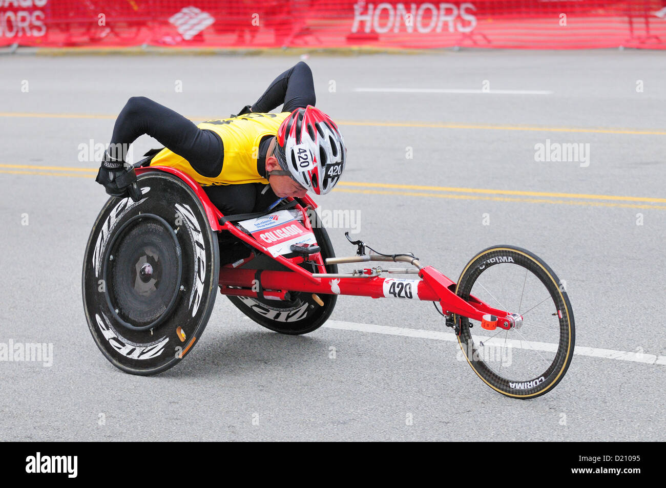 USA Illinois-Chicago 2012 35. Chicago Marathon Rollstuhl Wettbewerber Stockfoto