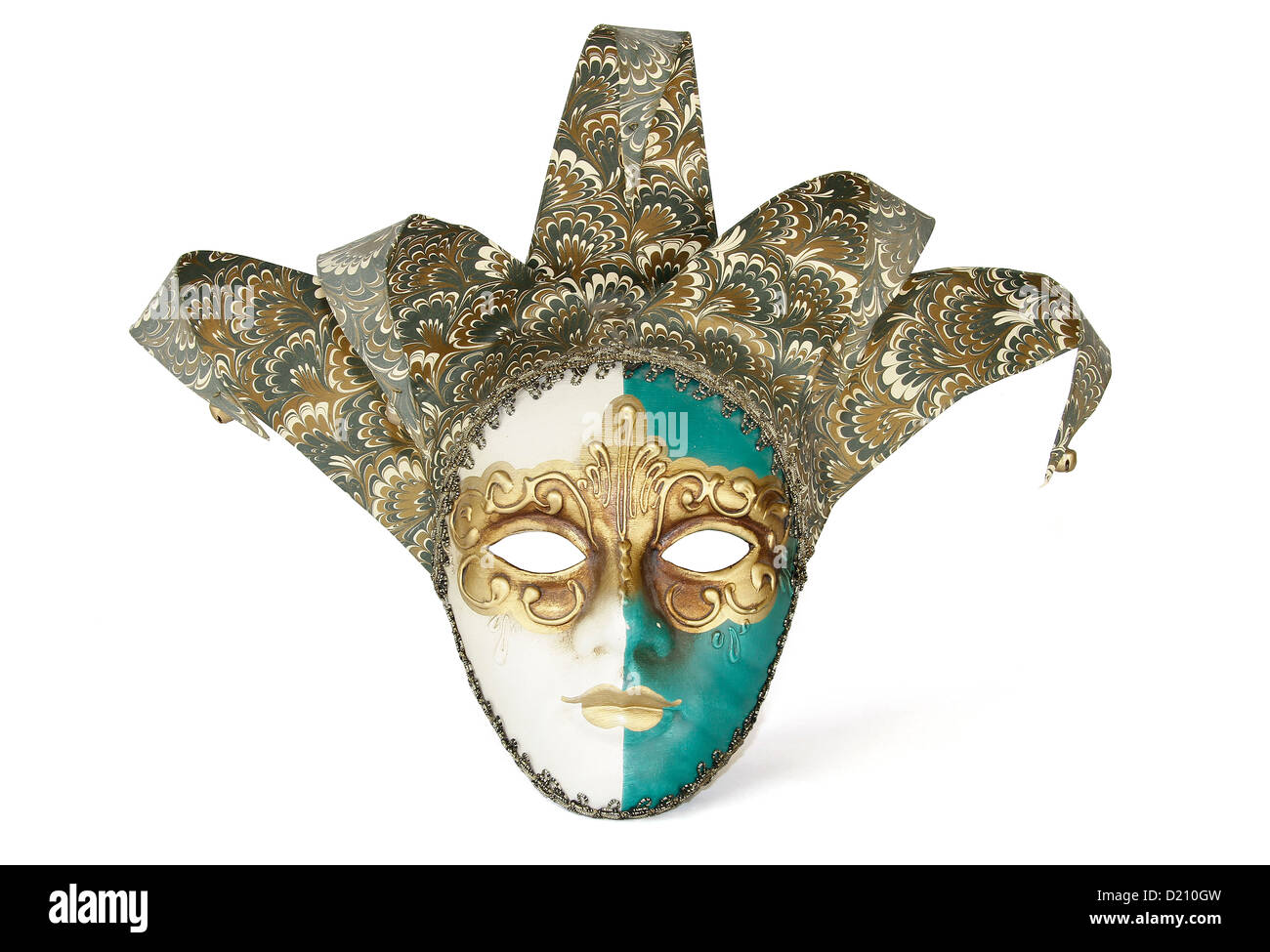Elegante Maske venezianische Karneval isoliert auf weißem Hintergrund. Clipping-Pfad Stockfoto