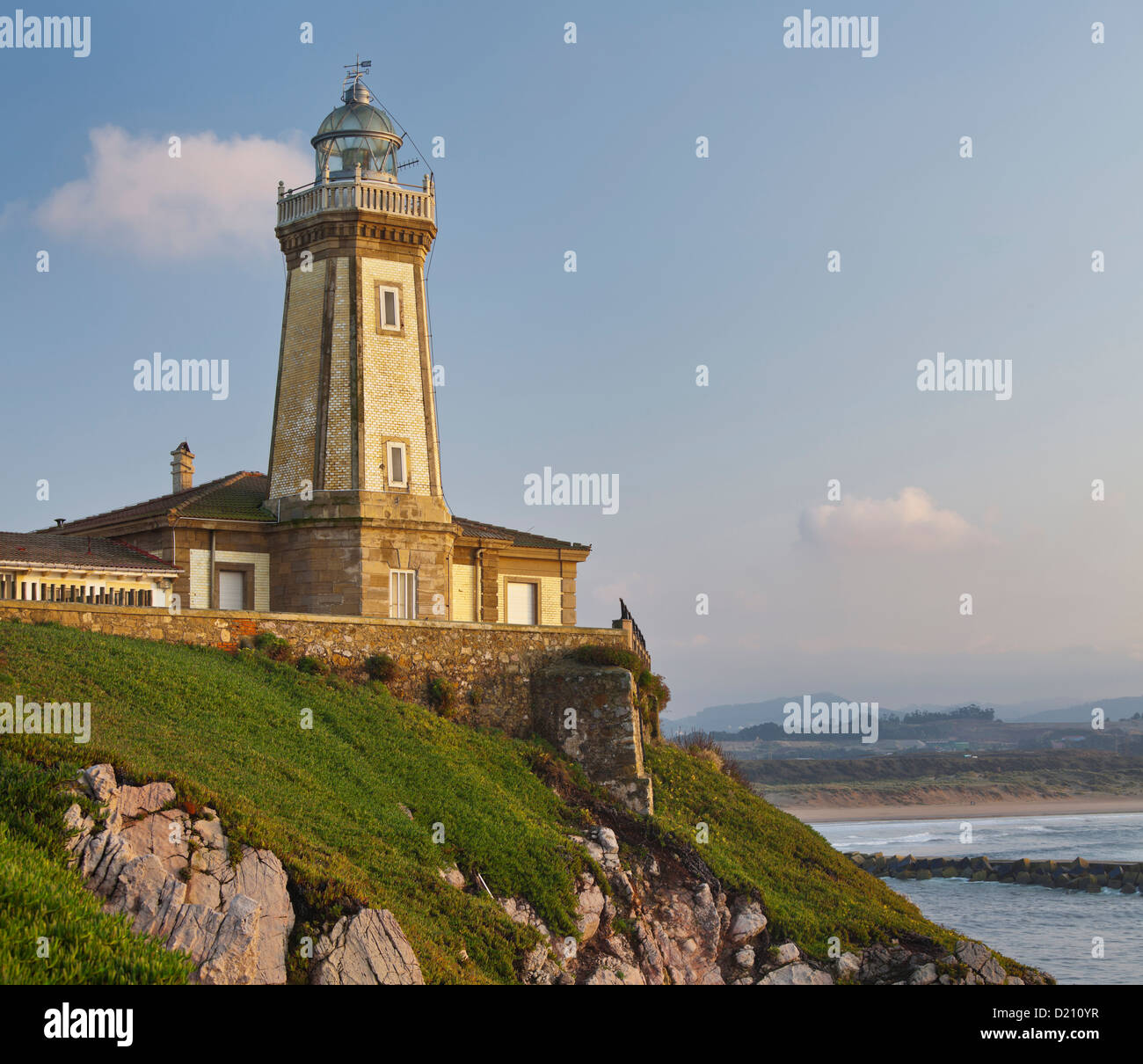 Leuchtturm, Aviles, Golf von Biskaya, Asturien, Spanien Stockfoto