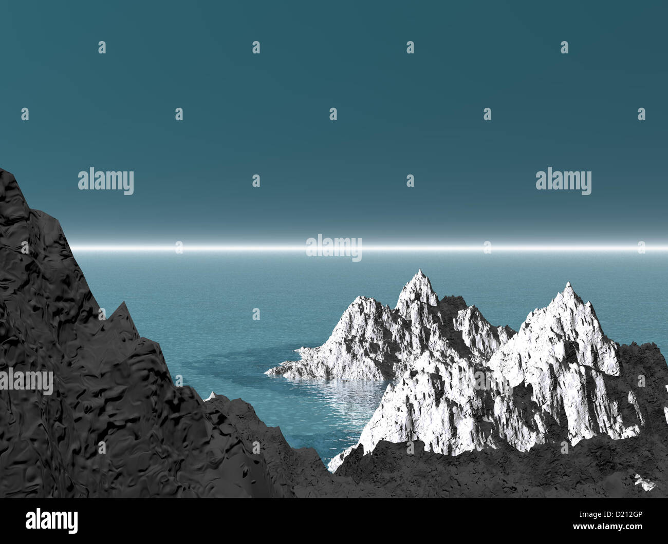 Computer generierte Bild von Schnee bedeckten Felsen Stockfoto