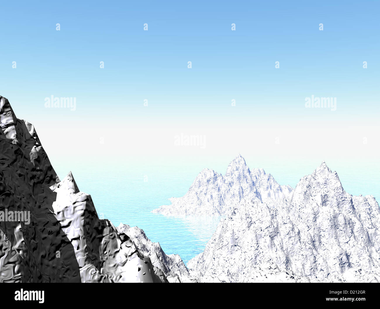 Computer generierte Bild von Schnee bedeckten Felsen Stockfoto