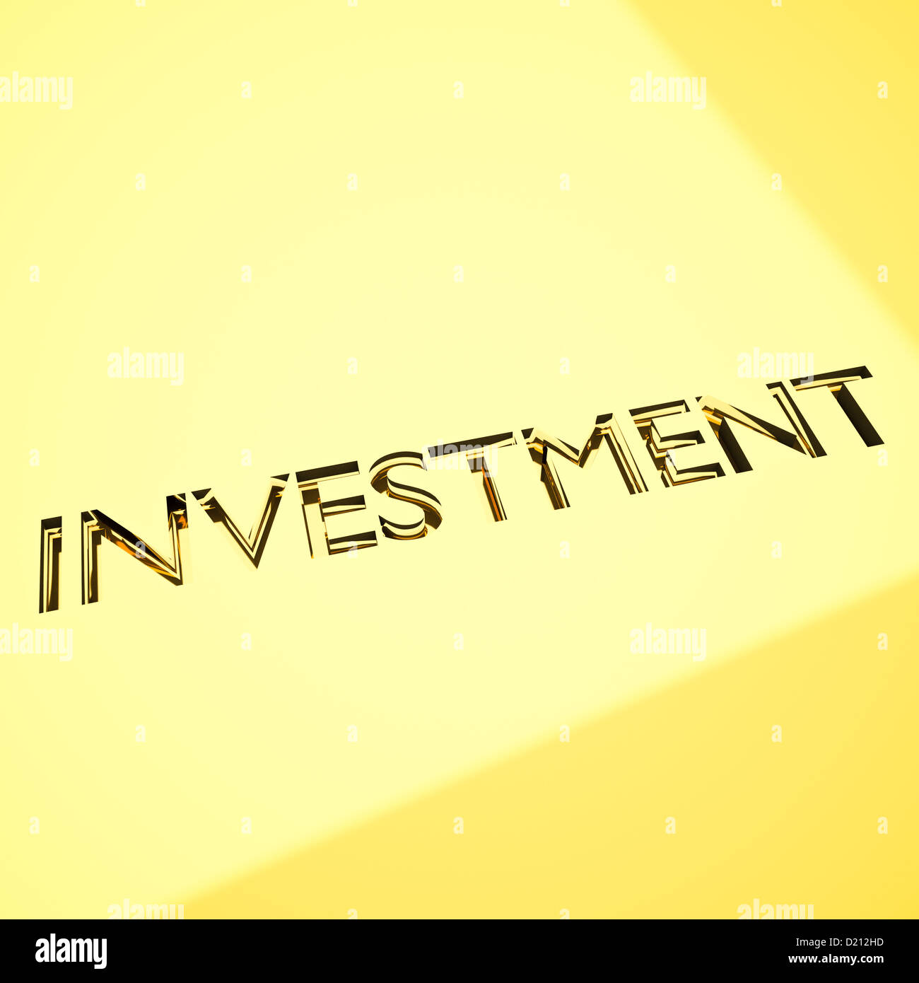 gravierte Investitionen Wörter auf Metalloberfläche für Verwandte Begriffe. Stockfoto