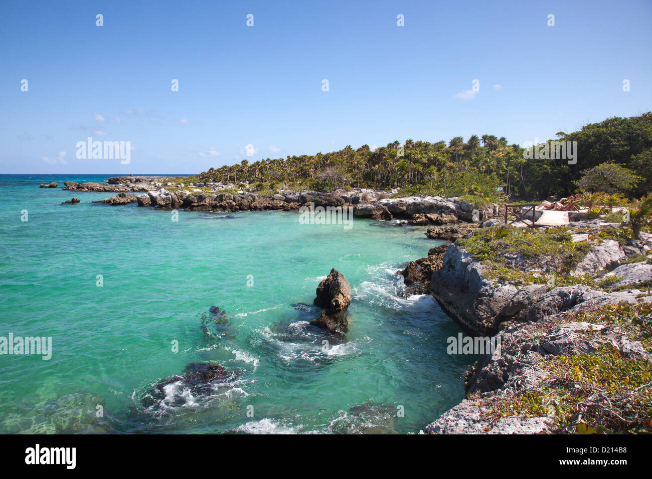 Küste bei Xel-Ha-Wasserpark, Tulum, Riviera Maya, Quintana Roo, Mexiko Stockfoto