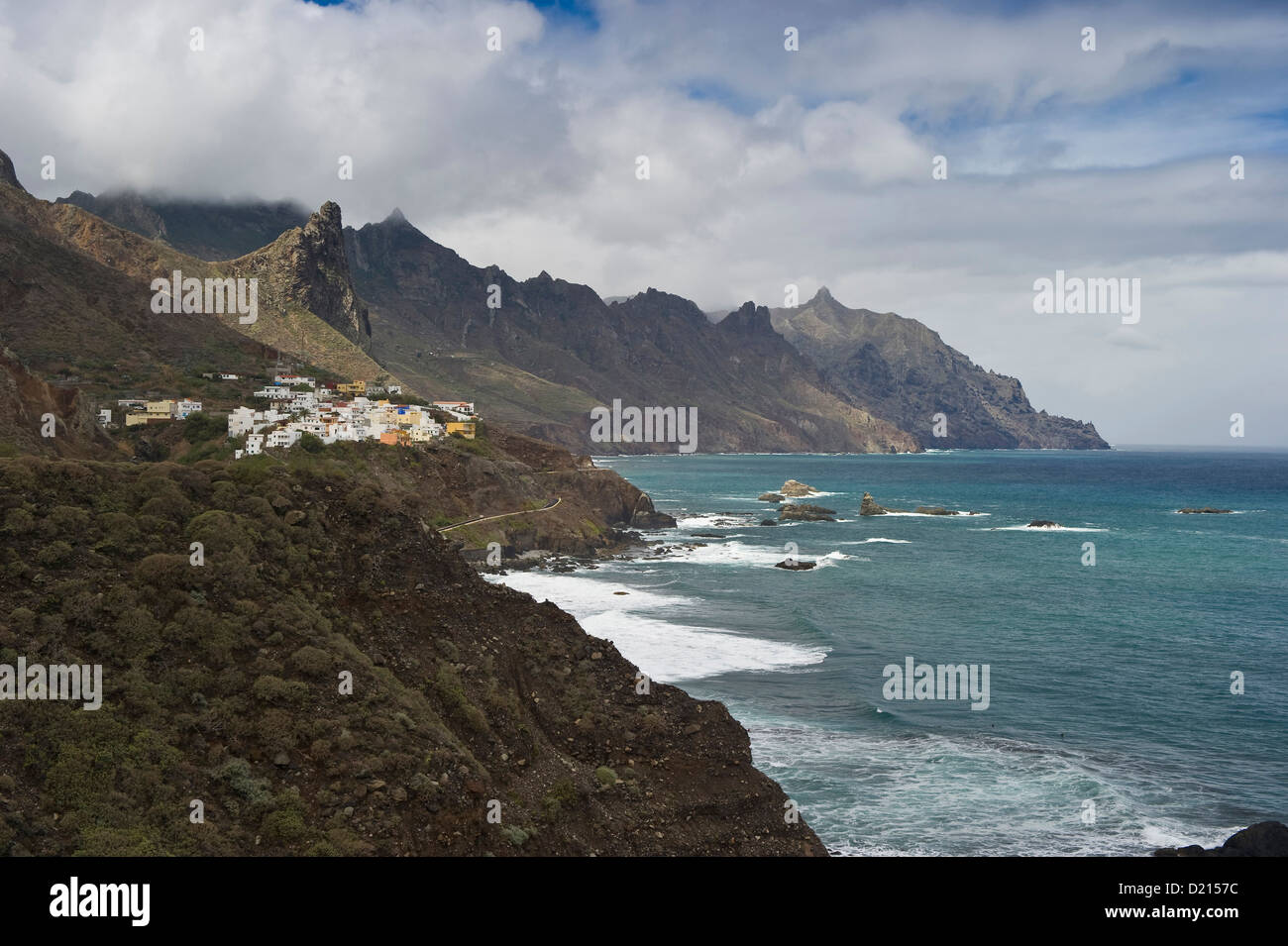 Das Dorf Taganana im Anaga Gebirge, Teneriffa, Kanarische Inseln, Spanien, Europa Stockfoto