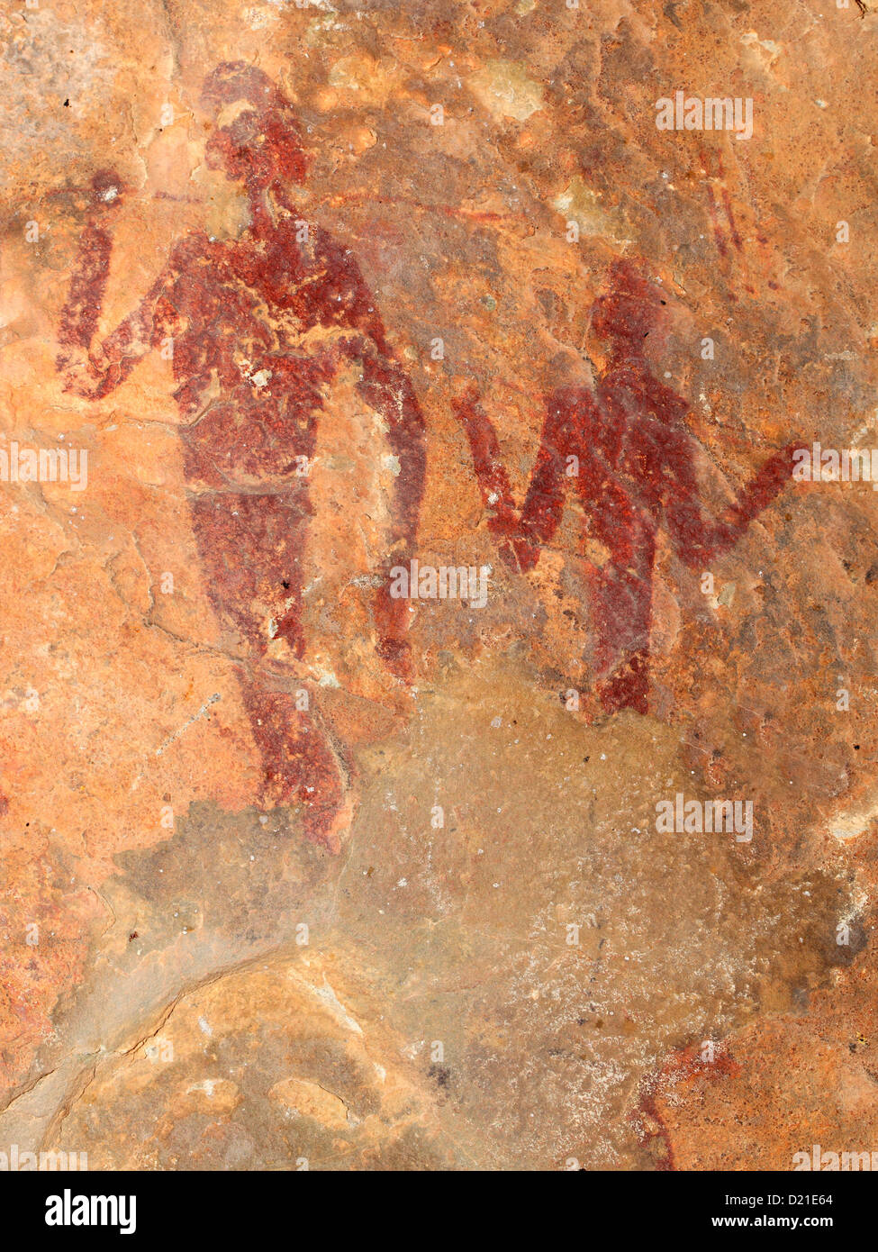 Buschmänner (San) Felsenmalerei Darstellung menschliche Figuren, Südafrika Stockfoto