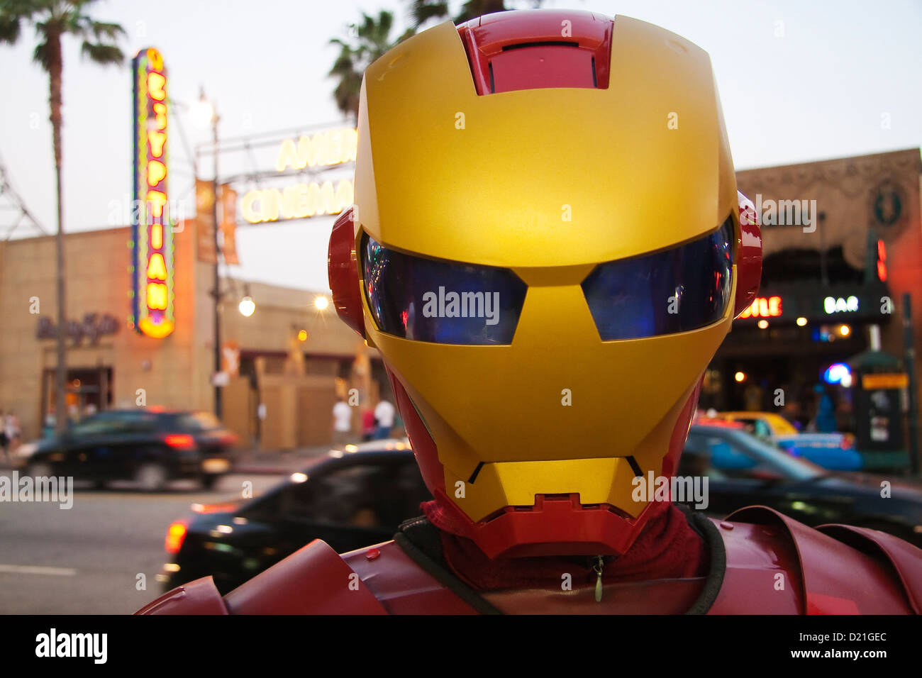Iron Man Film Charakter Imitator auf dem Hollywood Boulevard Stockfoto