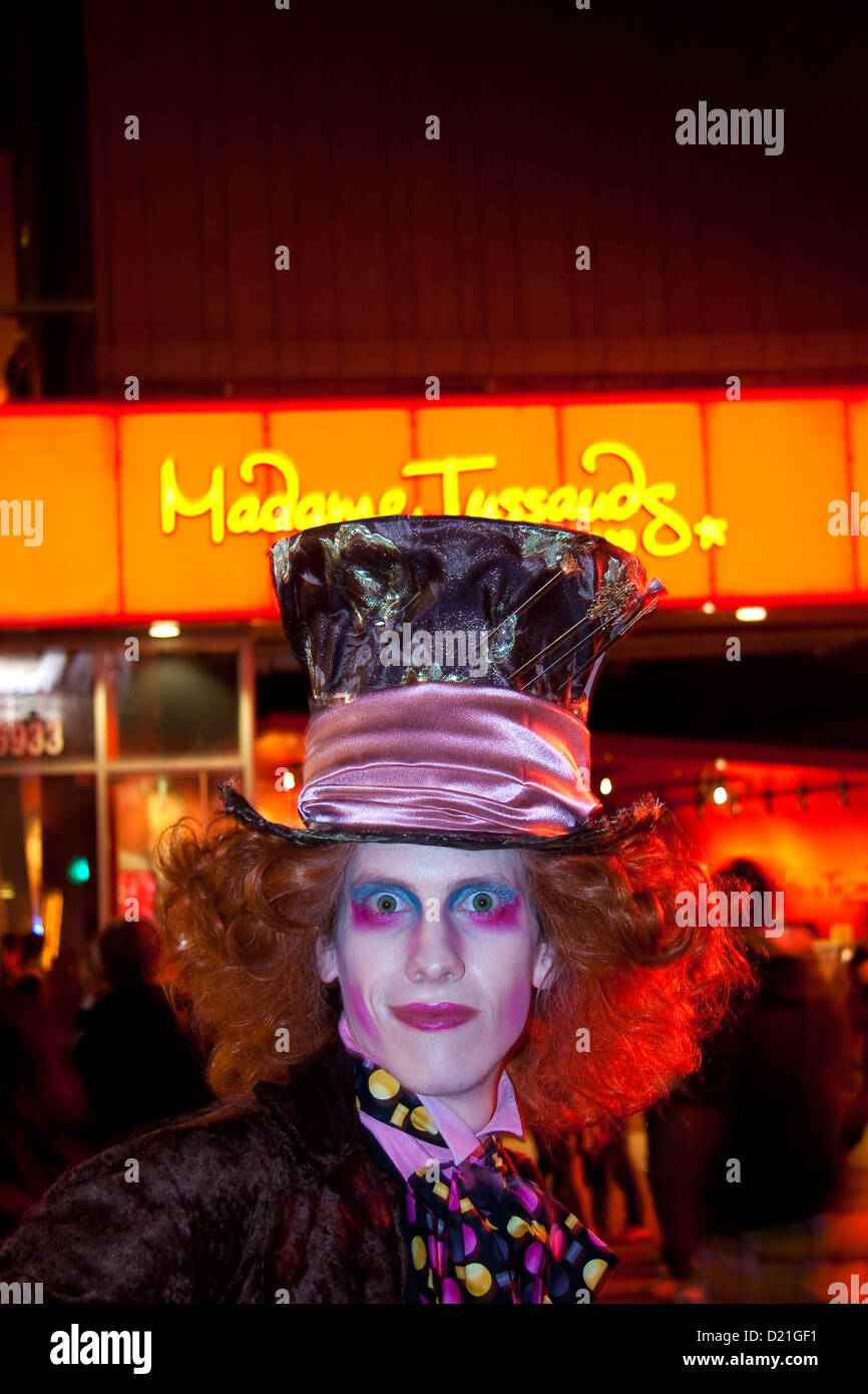 Mad Hatter Film Charakter Imitator am Hollywood Blvd Hollywood Californioa Stockfoto