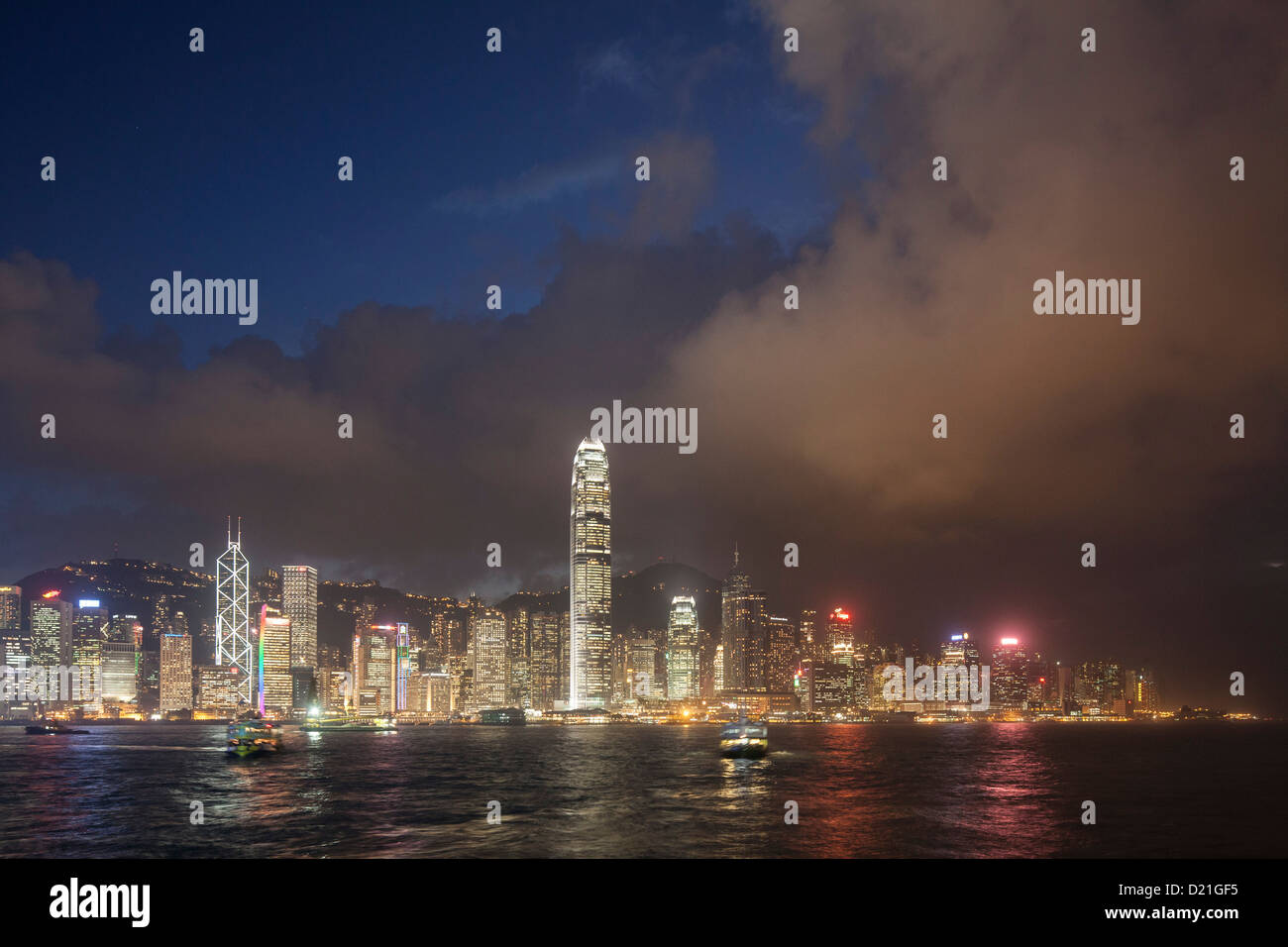 Skyline von Hong Kong Island bei Nacht, Hong Kong, China, Hongkong, China, Asien Stockfoto