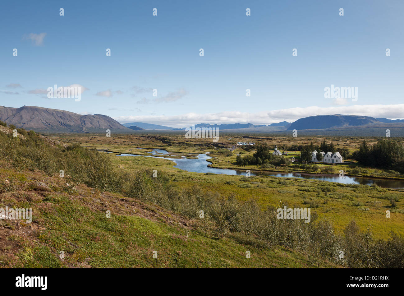 Rift Valley in Thingvellir, Standort des alten isländischen Parlaments Stockfoto