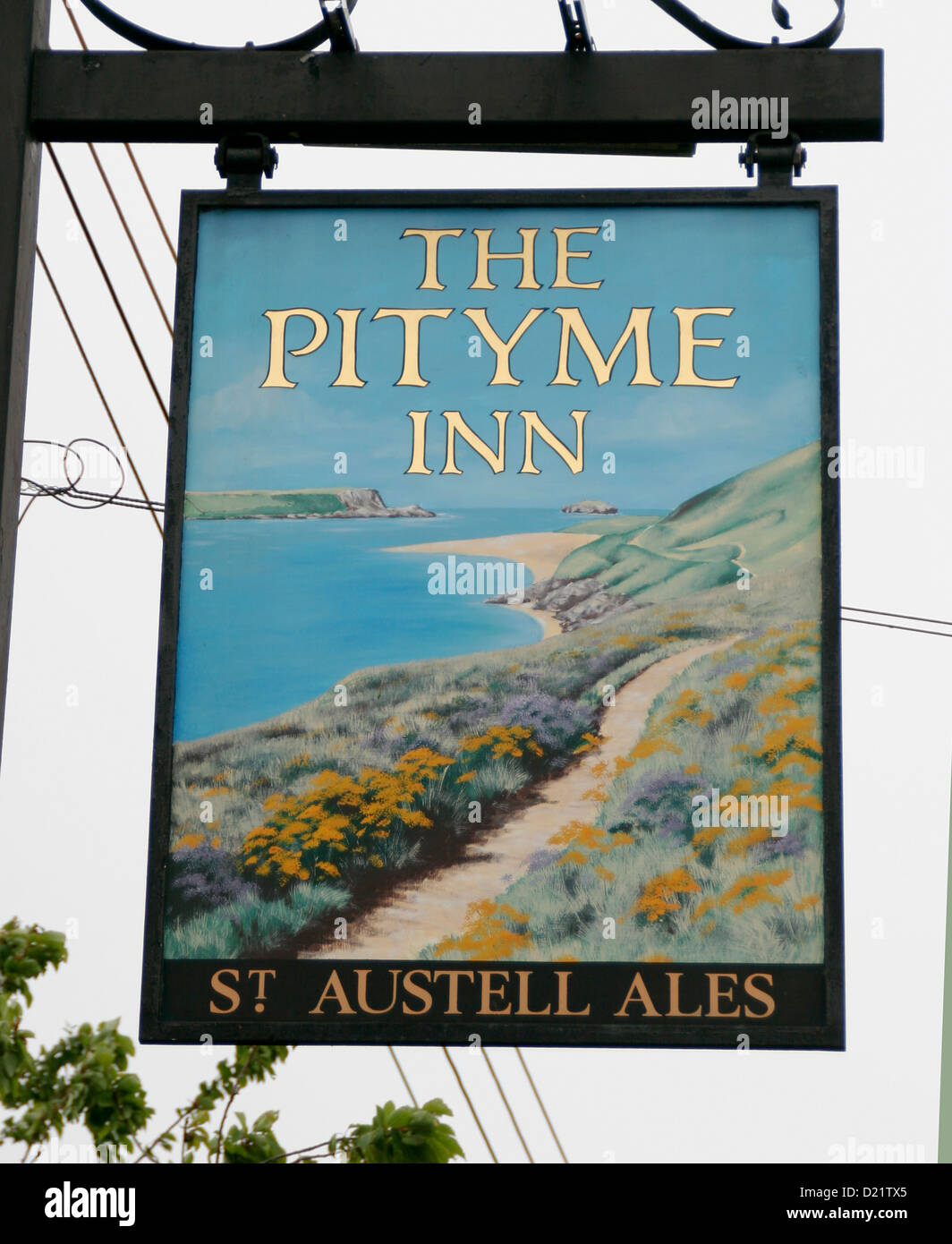 Pityme Inn Zeichen Mitleid mir Cornwall England UK Stockfoto