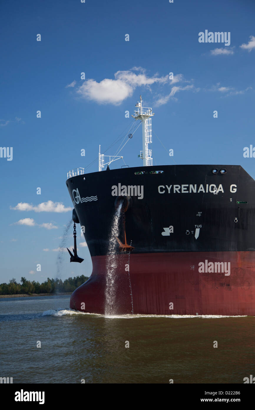 Pointe a La Hache, Louisiana - Versand auf dem Mississippi unter New Orleans. Stockfoto