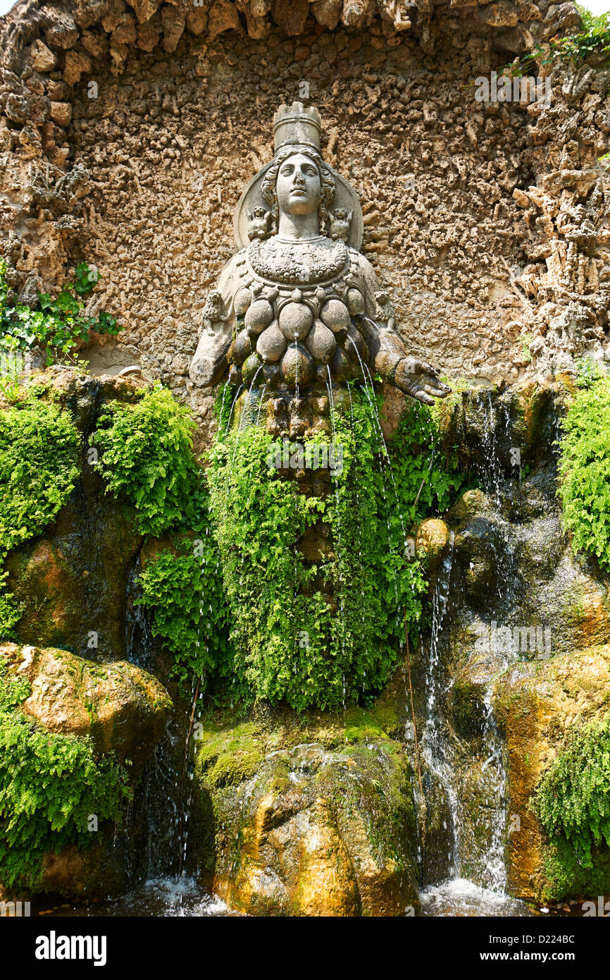 Der Brunnen der Aphrodite von Ephesus, Gärten der Villa d ' Este, Tivoli Stockfoto