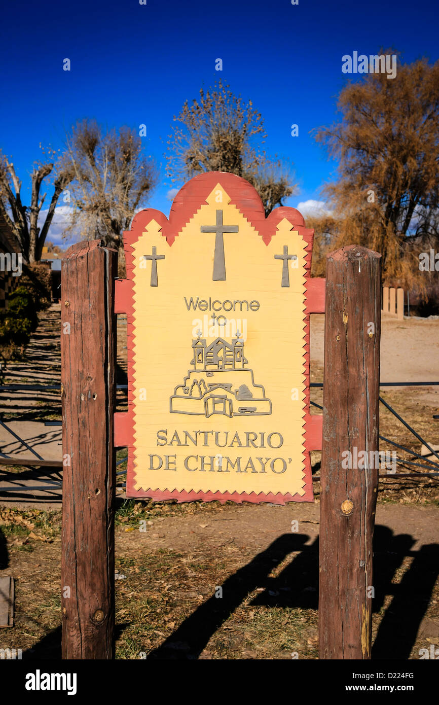 Santuario de Chimayo New Mexico Willkommensschild Stockfoto