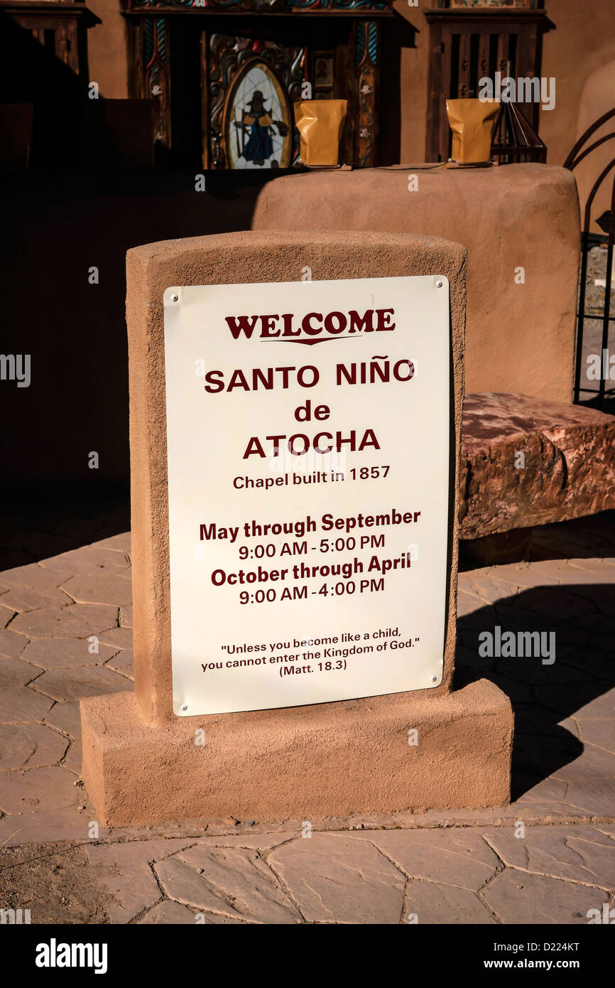 Willkommen Sie bei Santo Nino de Atocha in Chimayo New Mexico Stockfoto
