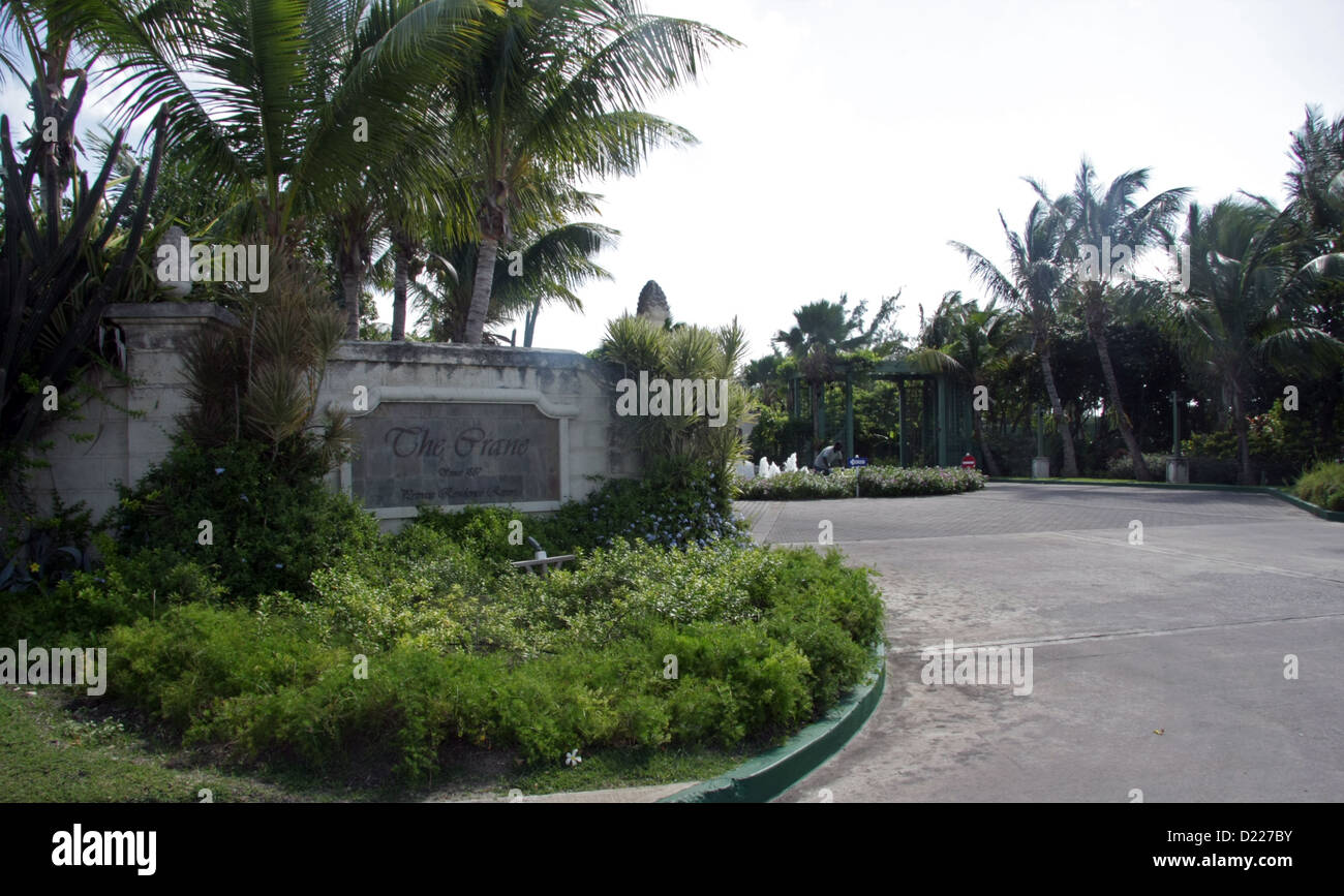 Die Eingangstore zum Kran Bay Resort, Barbados Stockfoto