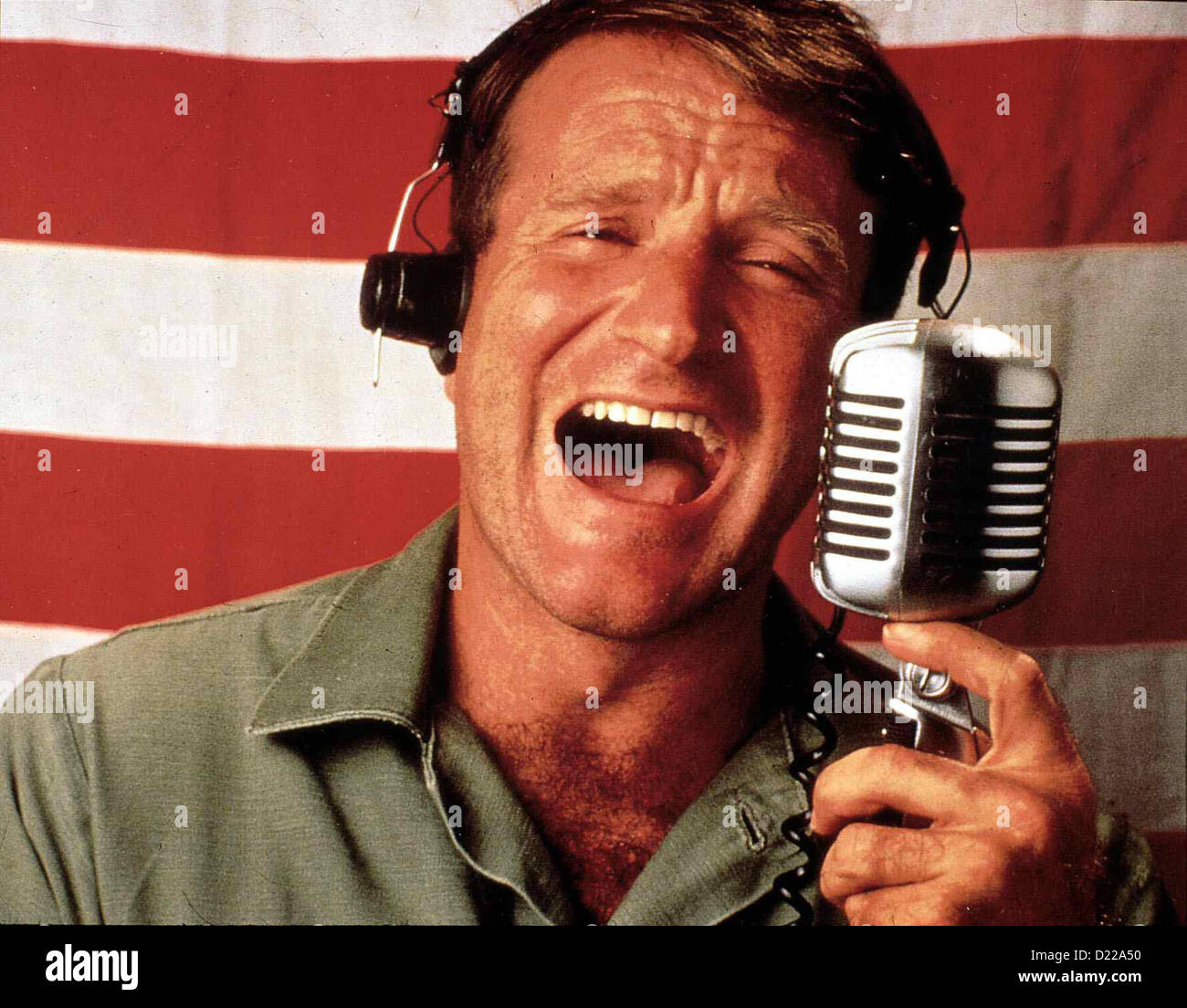Guten Morgen, Vietnam Good Morning, Vietnam Robin Williams Sein Langgezogenens "guten Morgen, Vietnammmm" Wird Zu Stockfoto