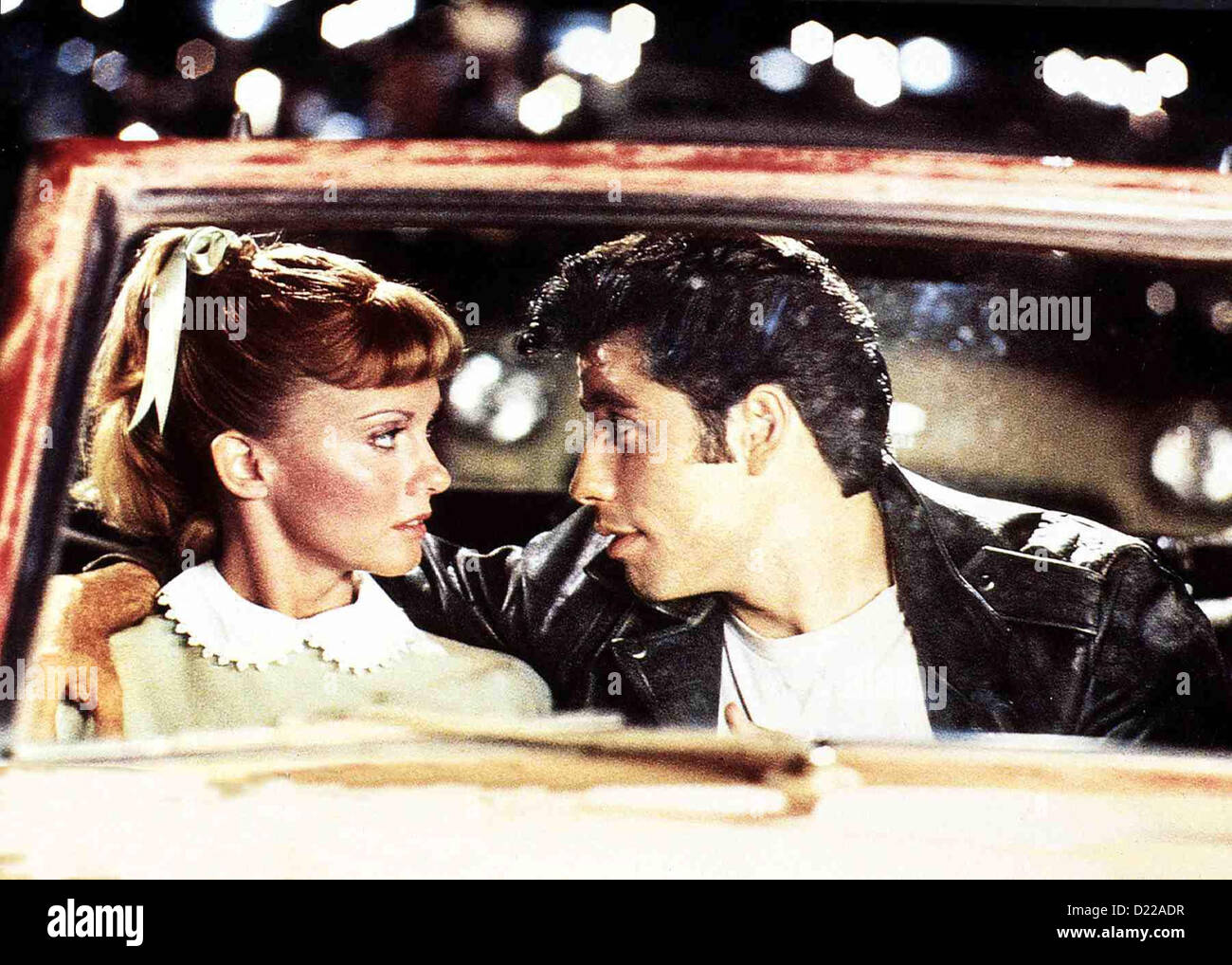 Schmiere Fett Olivia Newton-John, John Travolta Sandy (Olivia Newton-John) Und Danny (John Travolta) Sind ineinander Stockfoto