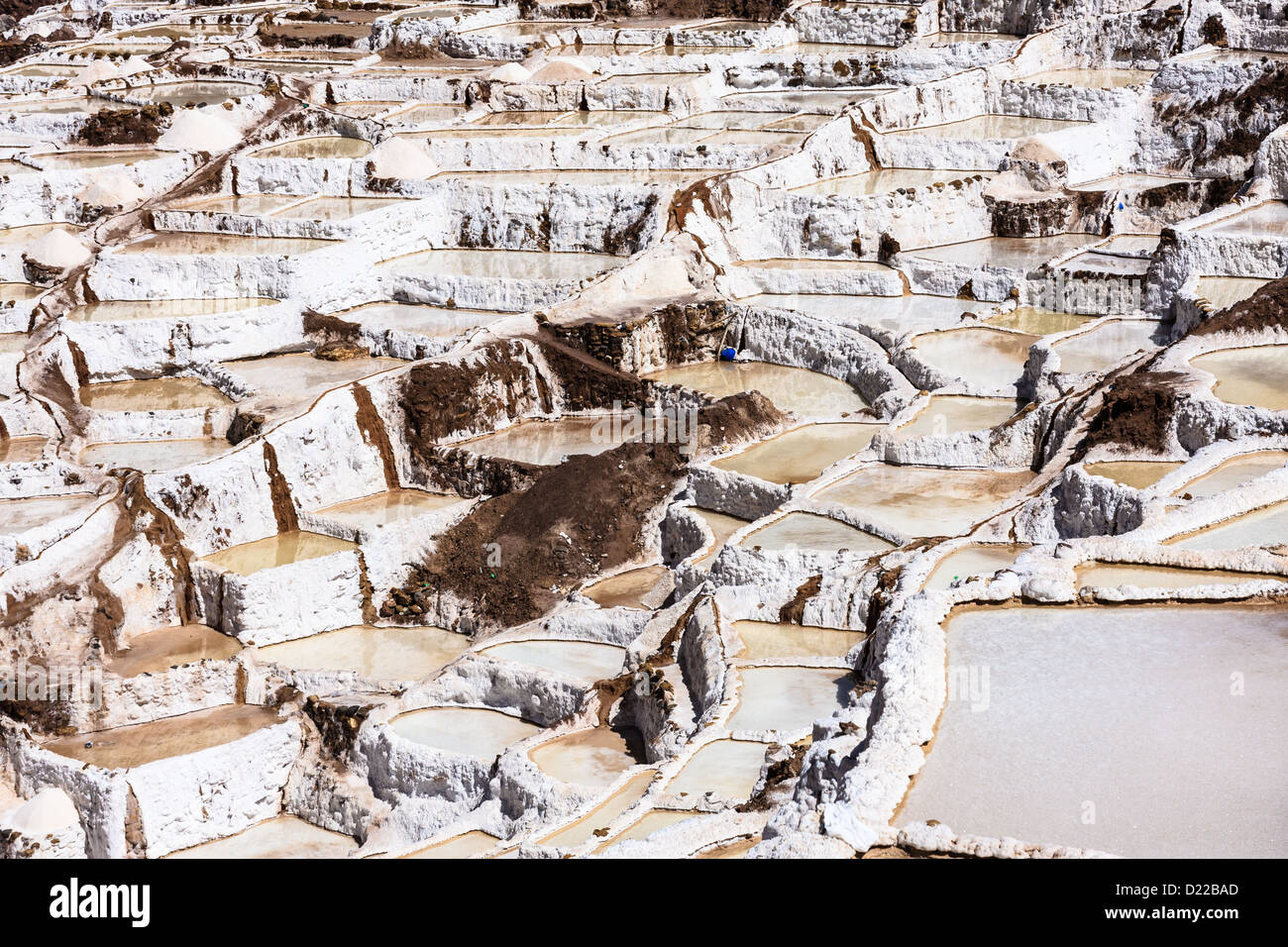 Die Salineras in Maras, Peru ist ein Salz Verdampfung Teiche seit Inka-Zeiten im Einsatz. Stockfoto