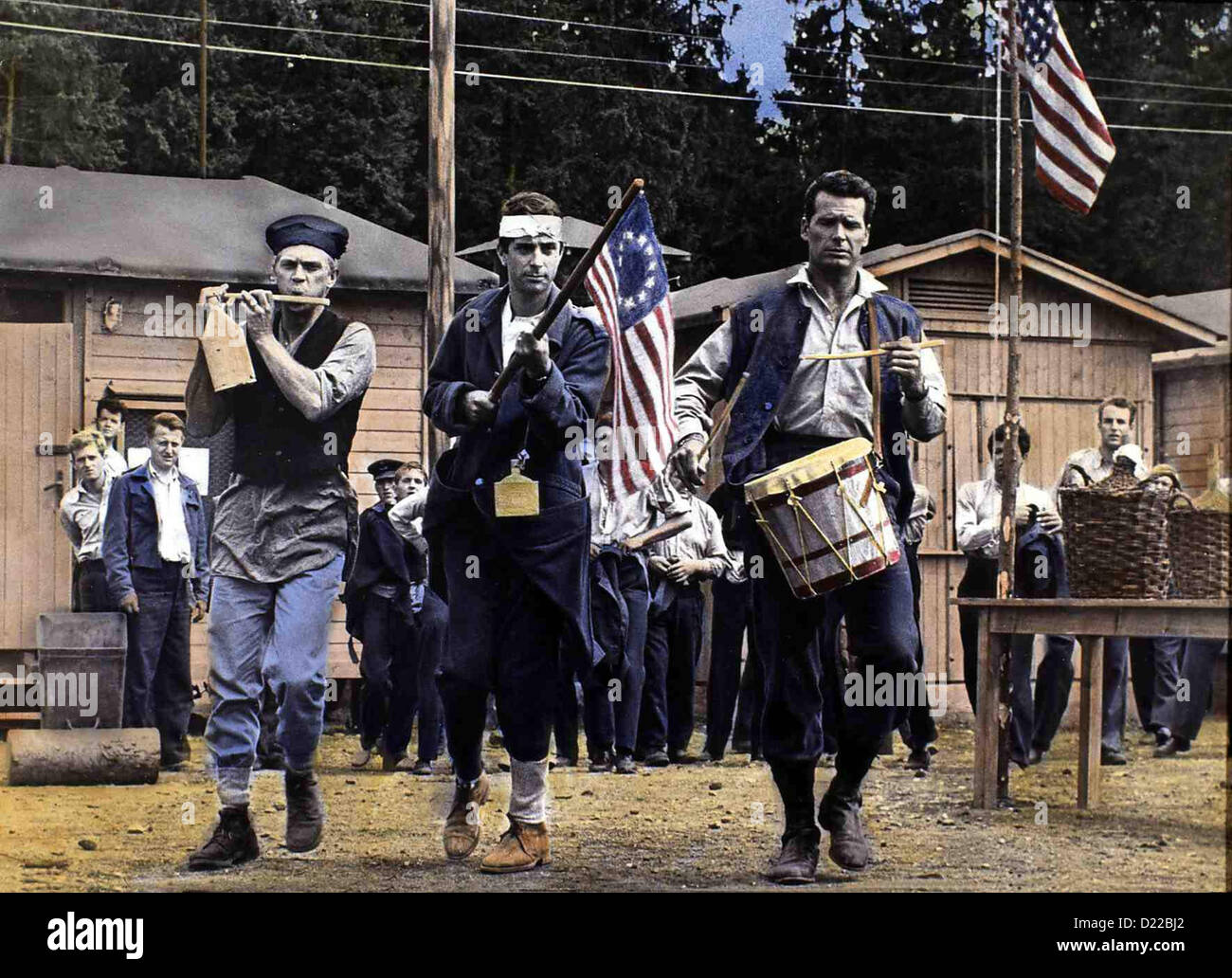 Gesprengte Ketten Gesprengte Ketten, Steve McQueen,?, James Garner Mehrere Alliierte Luftwaffenoffiziere Werden Im Zweiten Stockfoto