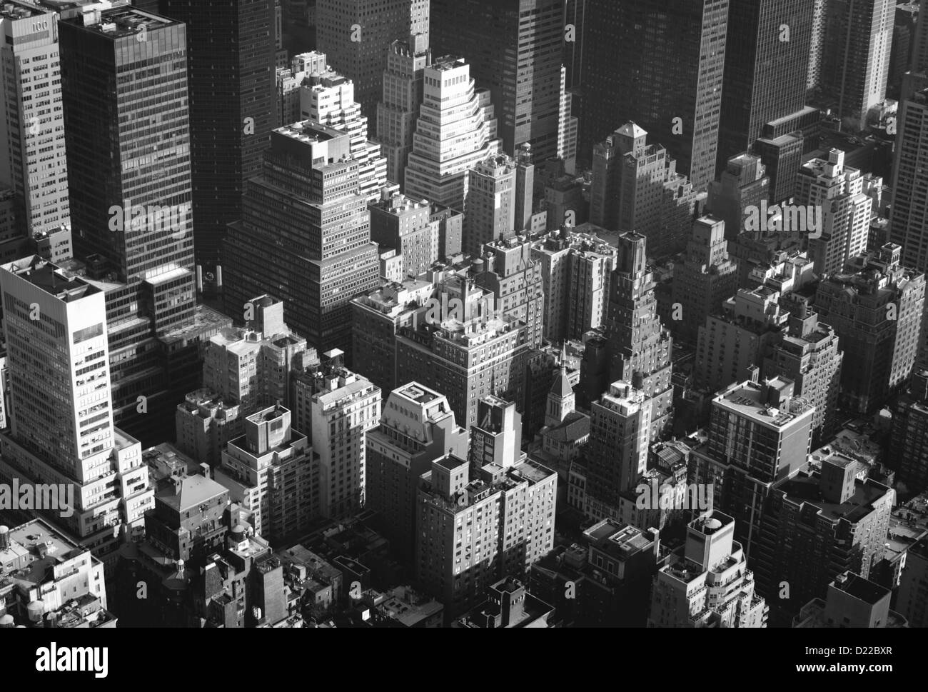 Birdseye Blick über NYC Dächer, Manhattan - Blick vom Empire State Building. Stockfoto