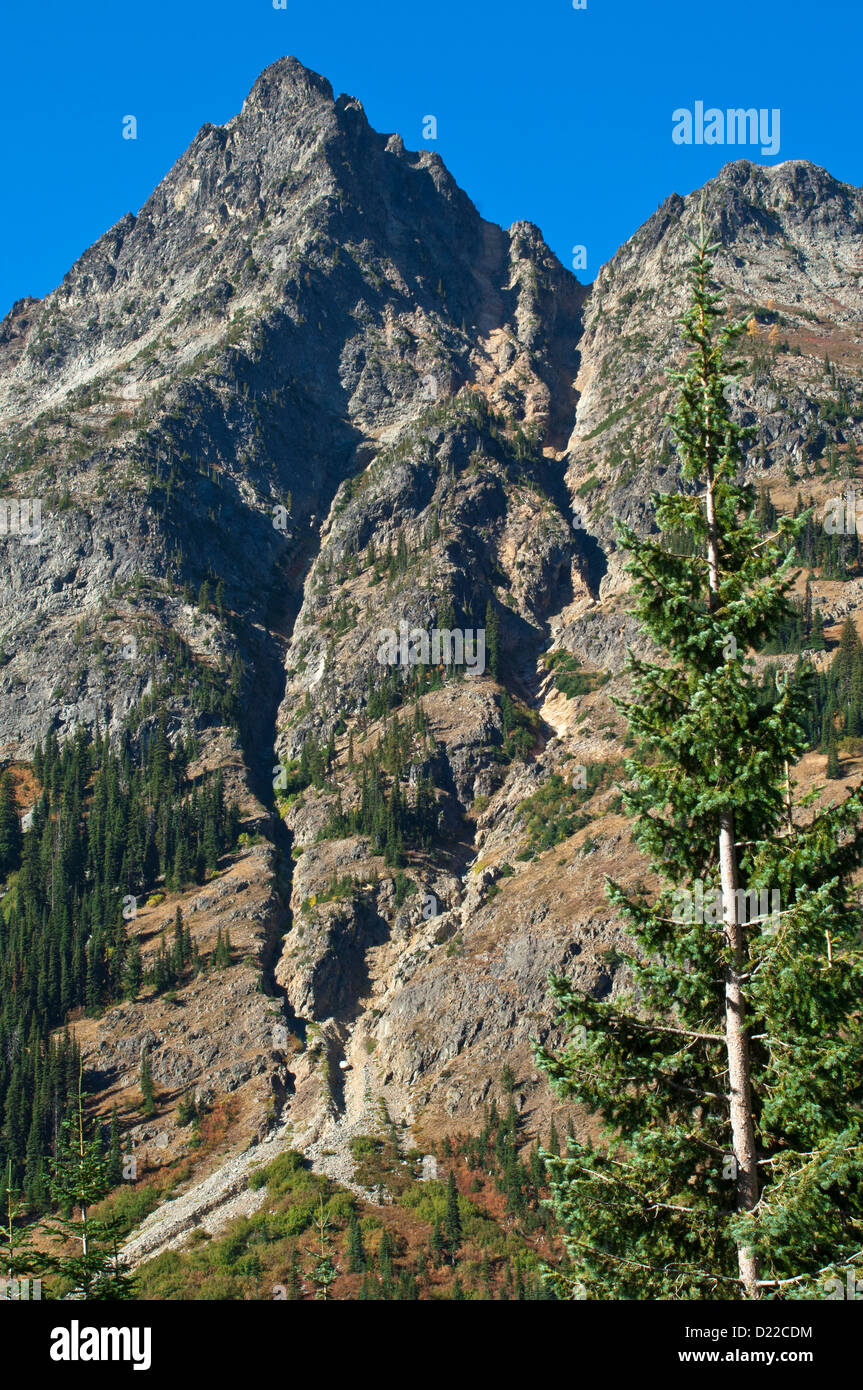 Granitfelsen über North Cascades Highway, National Forest Okanogan-Wenatchee, Washington, USA Stockfoto