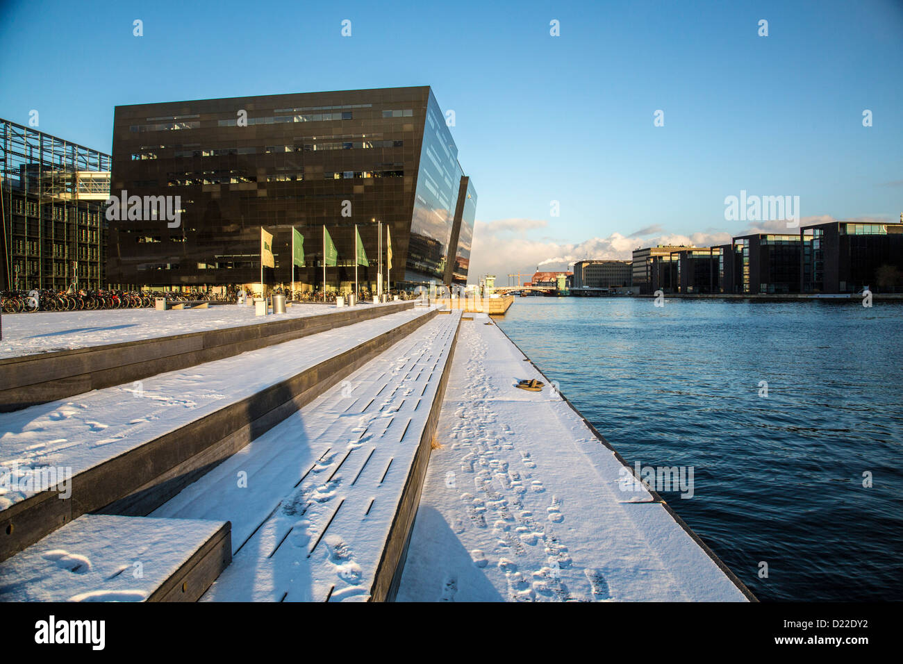 Neue, moderne Anlage der dänischen königlichen Bibliothek, genannt The Black Diamond, Kopenhagen, Dänemark, Europa Stockfoto