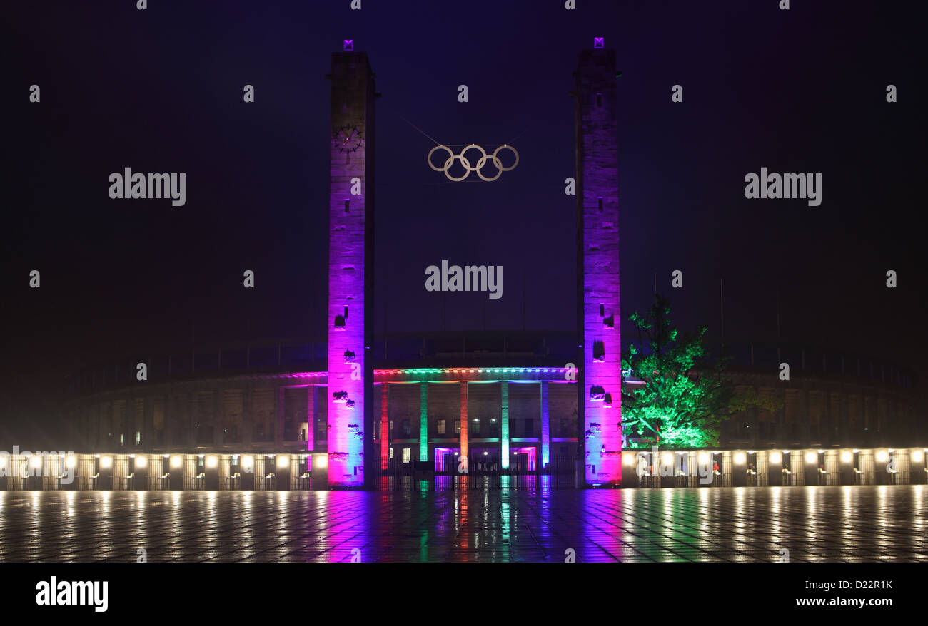 Olympiastadion Berlin, Deutschland, während des Festival of Lights 2012 Stockfoto