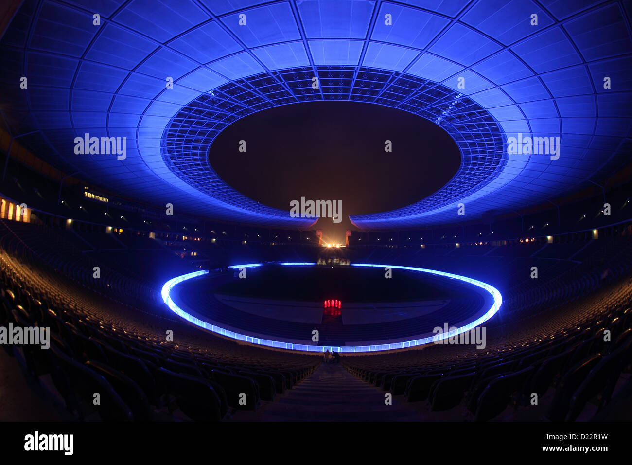 Berlin, Deutschland, Waechter Zeit im Olympiastadion beim Festival of Lights 2012 Stockfoto