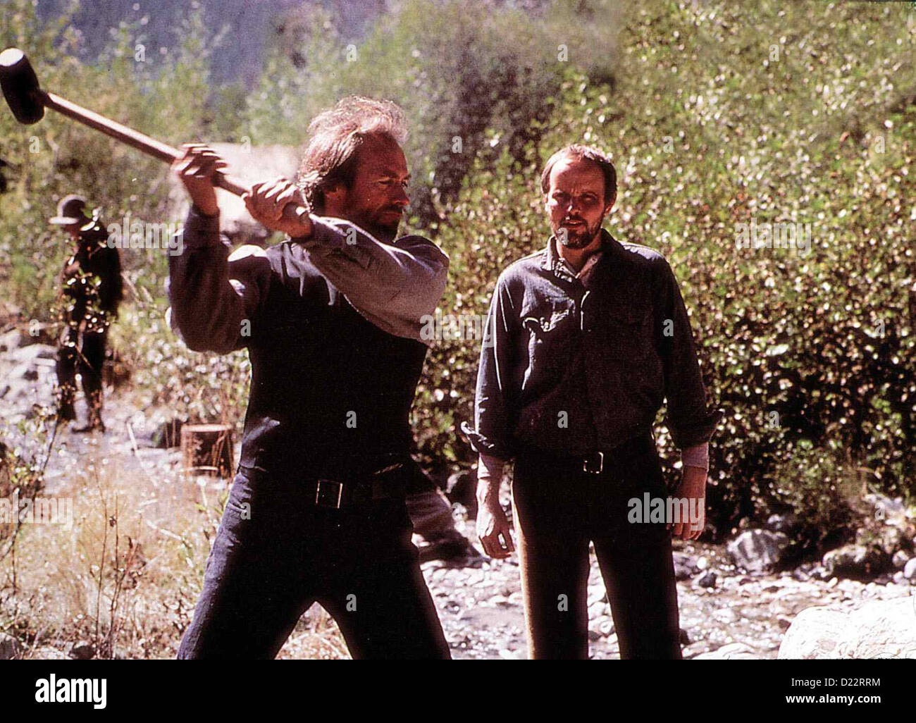 Pale Rider - Der Namenlose Reiter Pale Rider Clint Eastwood, Michael Moriarty Der Priester (Clint Eastwood) Kann auch Stockfoto
