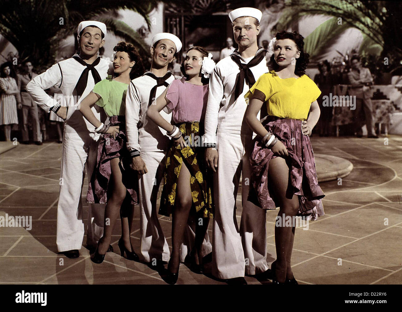 Trubel In Panama Panama Hattie Lumpen (Lumpen Ragland, l), Howdy (Ben Blue, 3vl) Und rot (Red Skelton, 2vr) Mit Drei huebschen Stockfoto