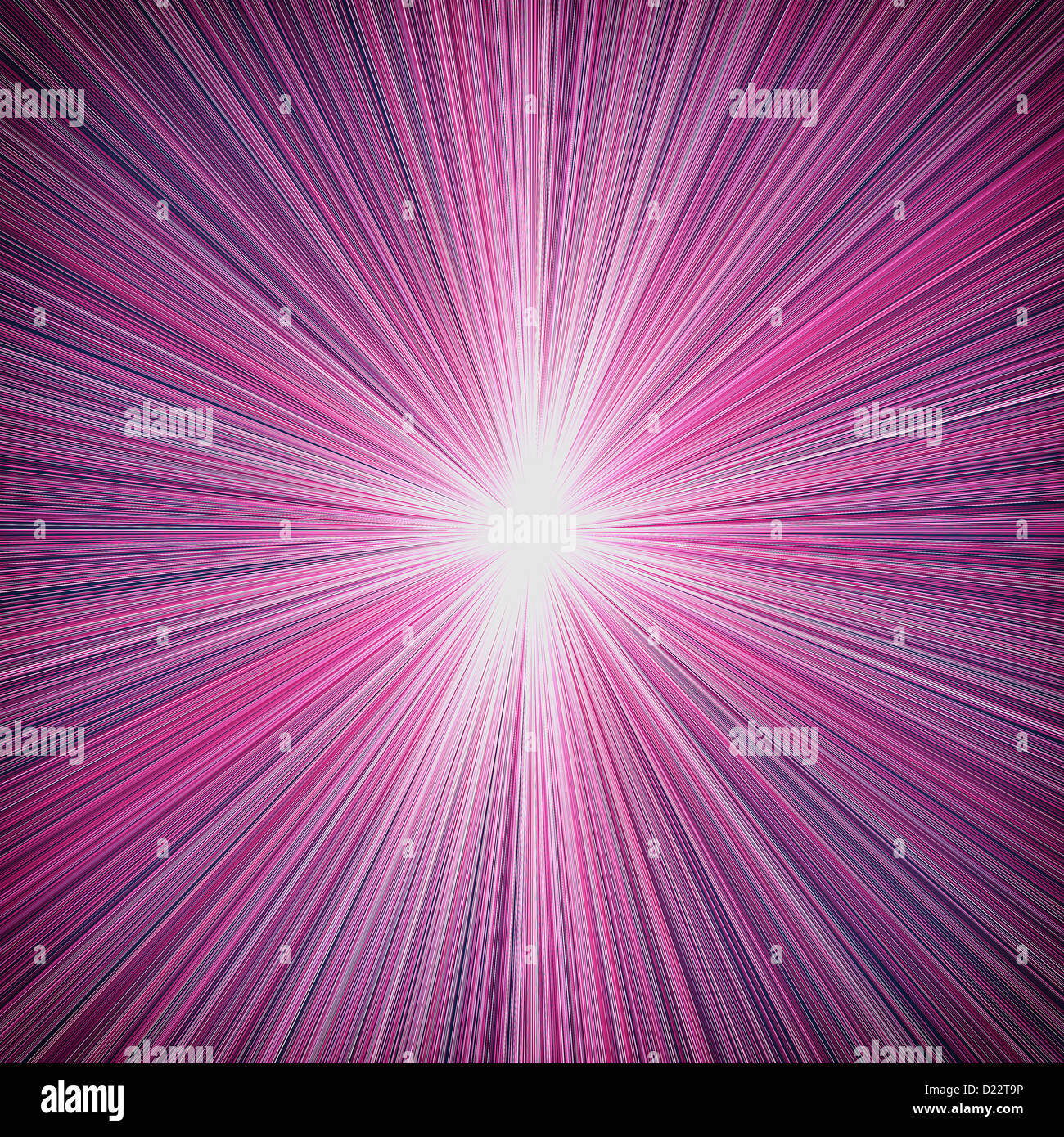 Sterne-Burst, blinkende violette Strahlen Stockfoto