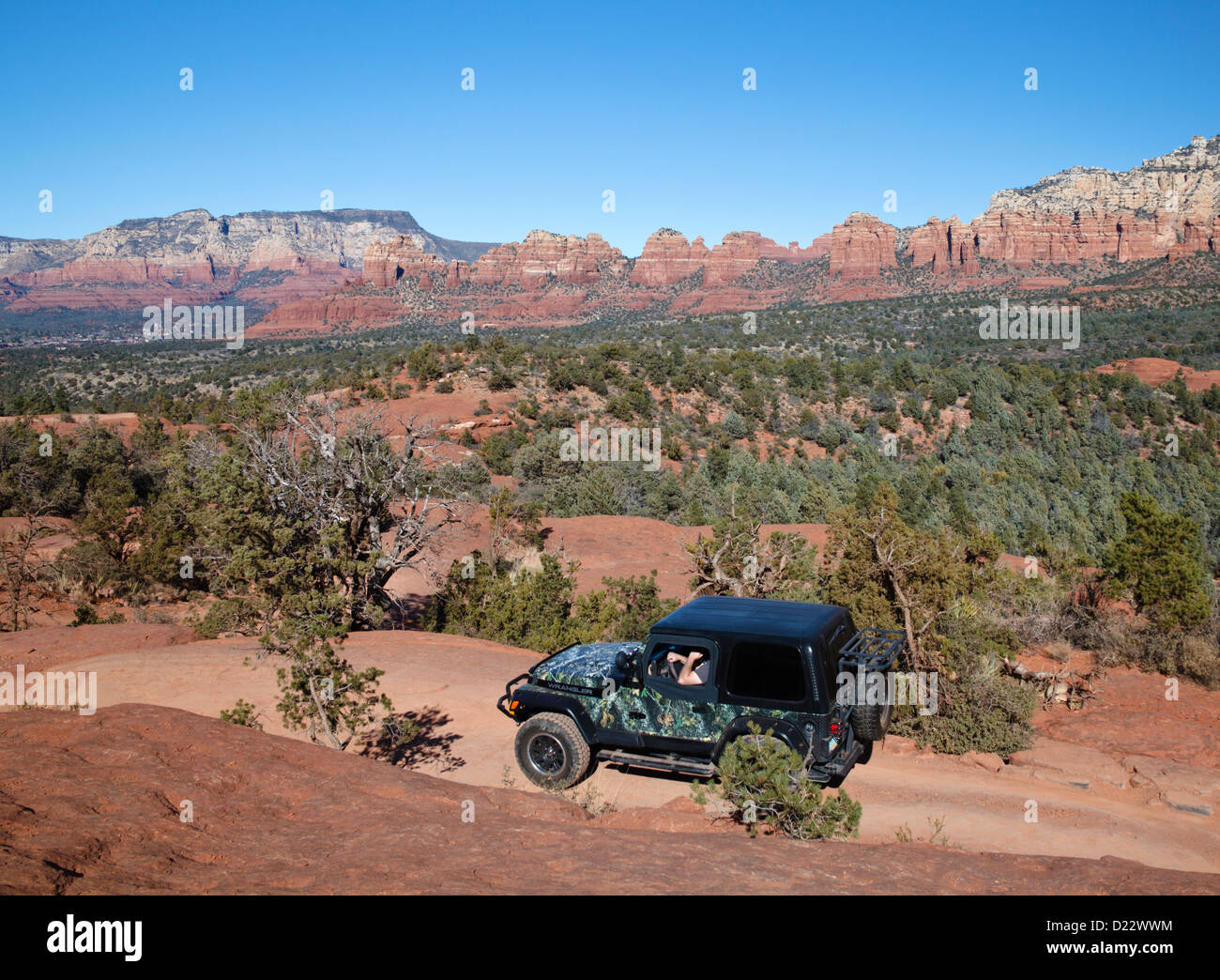 Jeep Wrangler erforscht Sedona Stockfoto