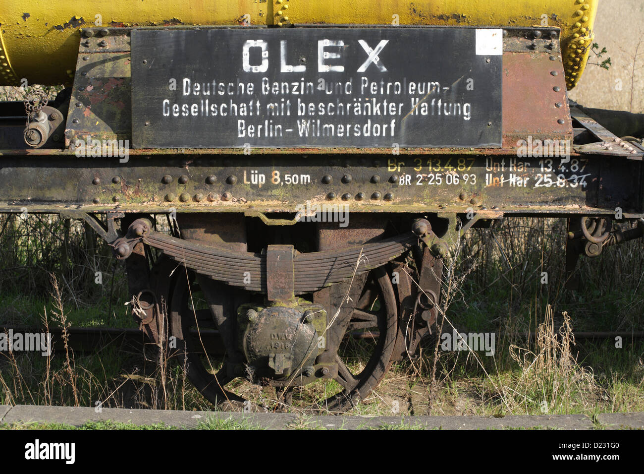 Schönberg, Deutschland, Detail von einem historischen Eisenbahnwagen Stockfoto