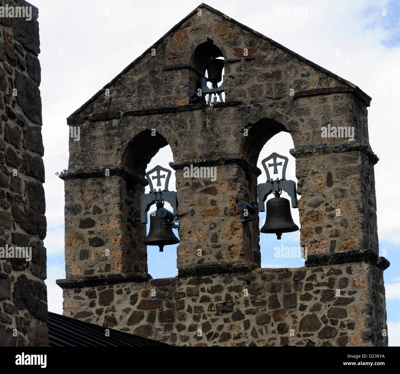 Glockenturm. Monasterio de Santo Toribio de Liébana. Camaleño, Kantabrien, Spanien. Stockfoto