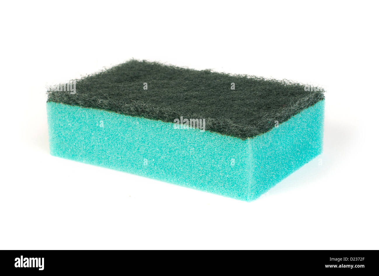 Schwamm zum Geschirr spülen. Weiß isoliert Stockfoto