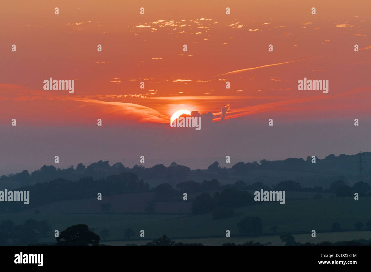 Sonnenuntergang Nr. Gittisham Devon England Stockfoto