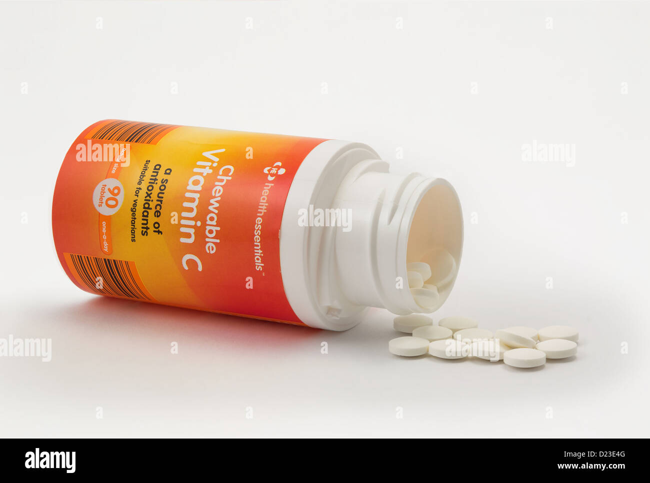 Einen Karton mit Vitamin-C-Tabletten Stockfoto