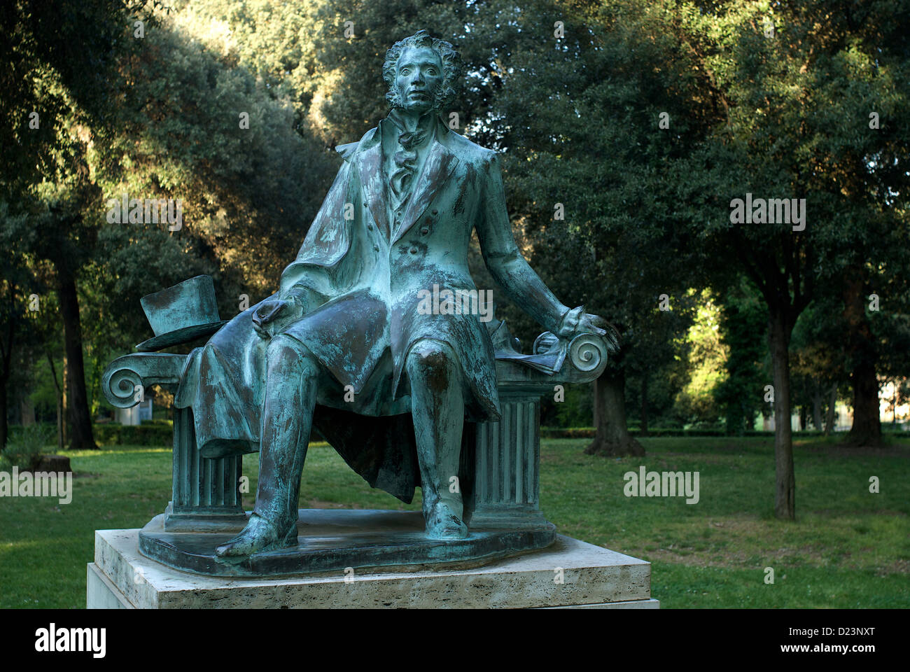 Rom, Italien, Denkmal des Alexander Pushkin im Park der Villa Borghese Stockfoto