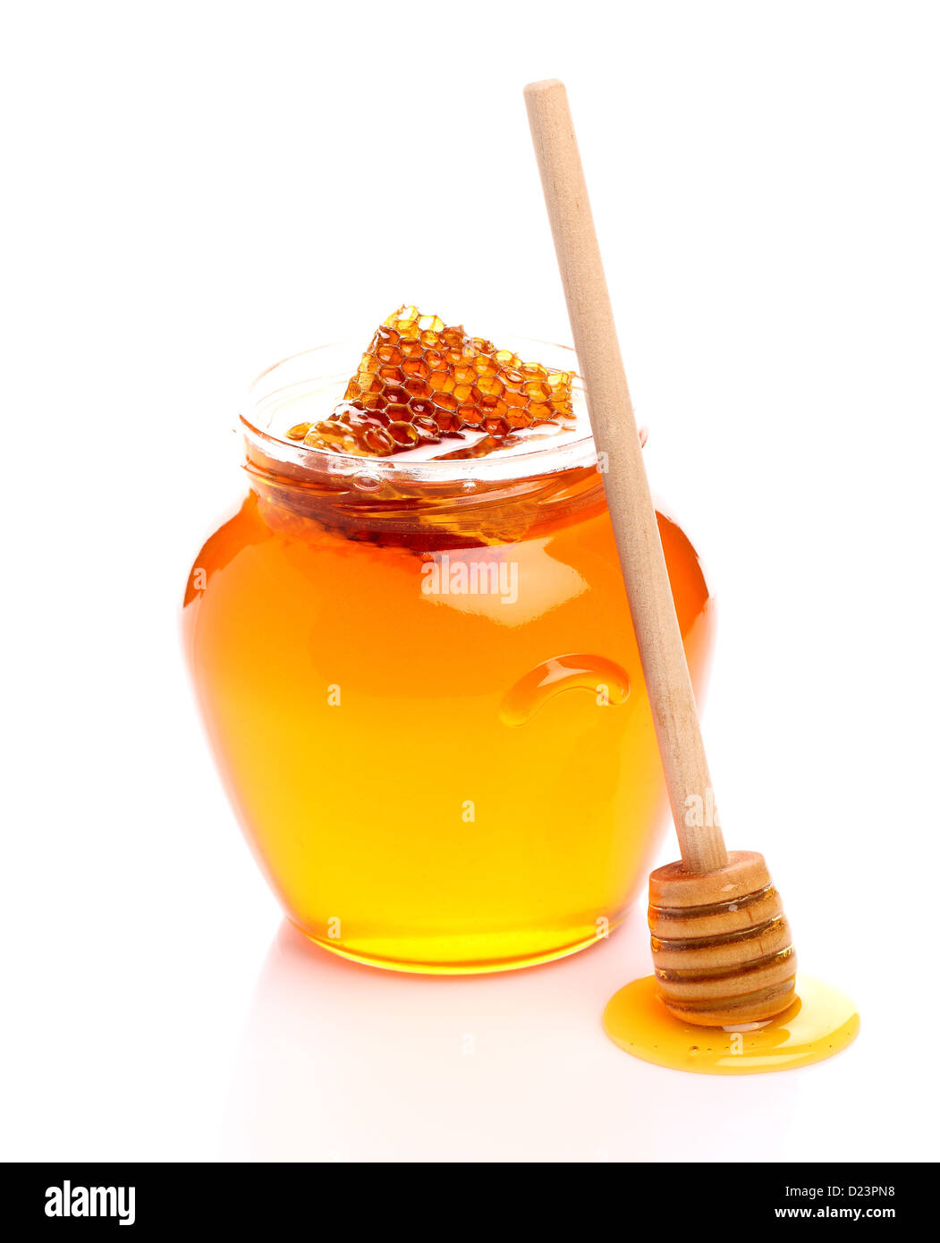 Frischer Honig mit Waben Stockfoto