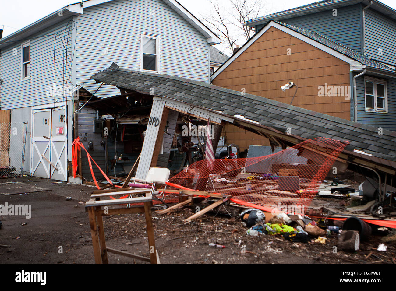 Teil eines Hauses betrug nach Hurrikan Sandy Stockfoto