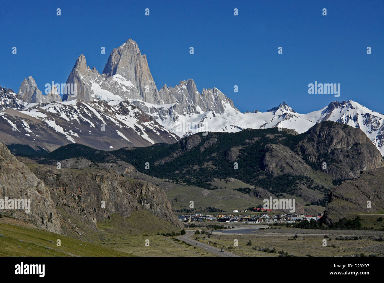 Mt. Fitz Roy und den Fitz Roy El Chalten, Los Glaciares NP, Anden, Patagonien, Argentinien Stockfoto